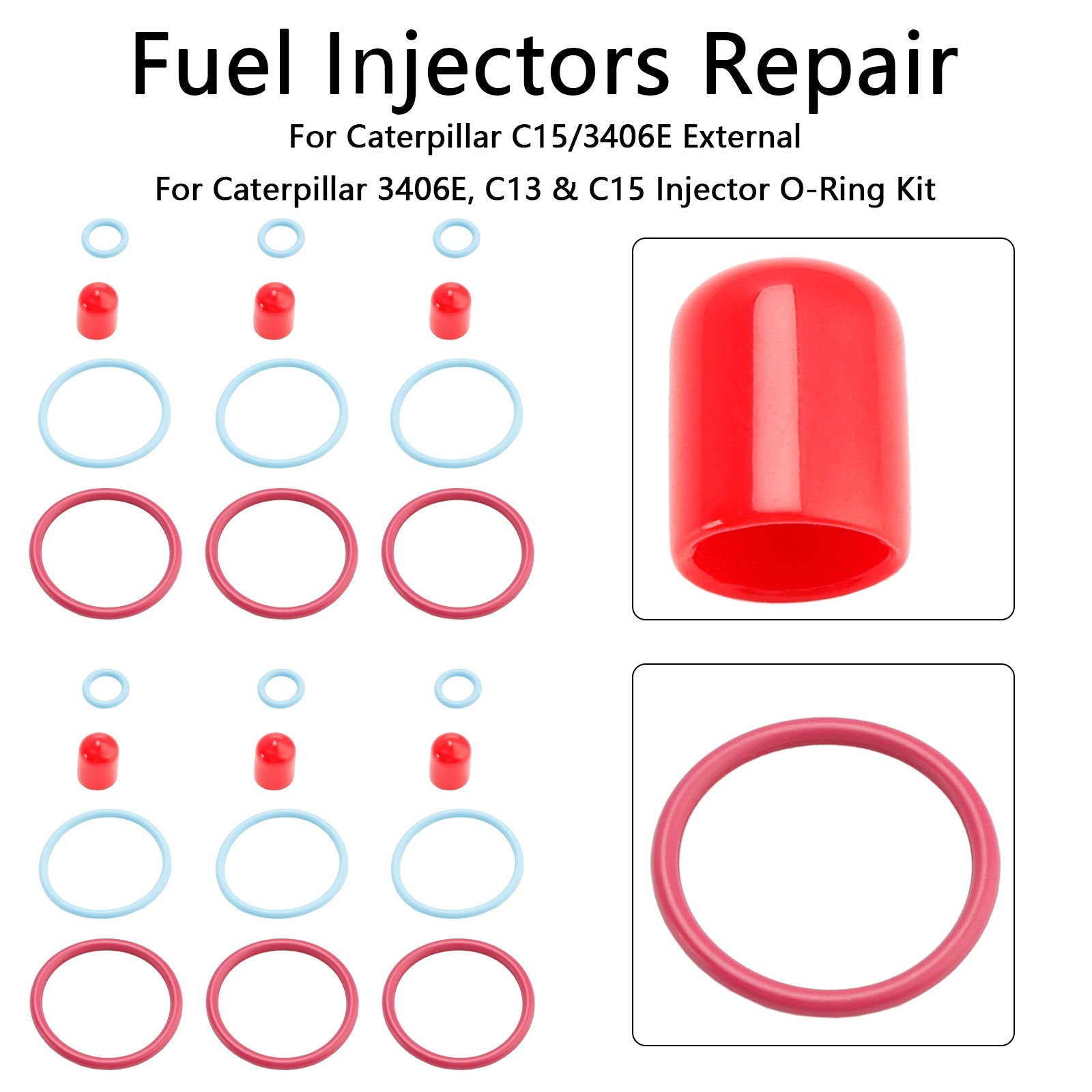 PALASER Caterpillar Cat C15/3406E External 6Pcs Fuel Injectors Seal O-ring Kit 2481394 1895390 - Image 3
