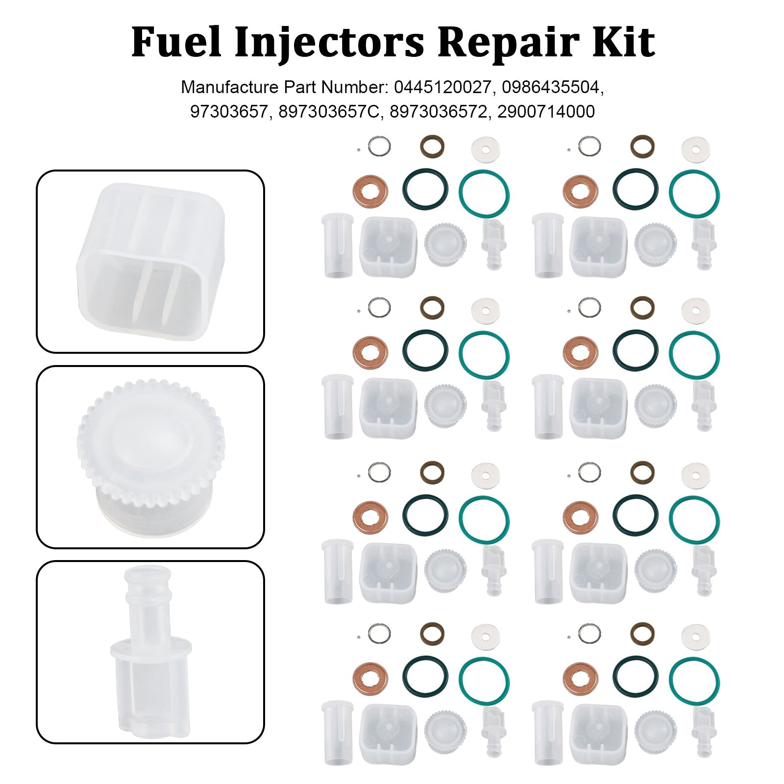 PALASER 2004.5-2005 GMC Sierra 2500/3500 6.6L V8 Lly 8PCS Fuel Injector Repair Kit 0445120027 0986435504 97303657 - Image 9