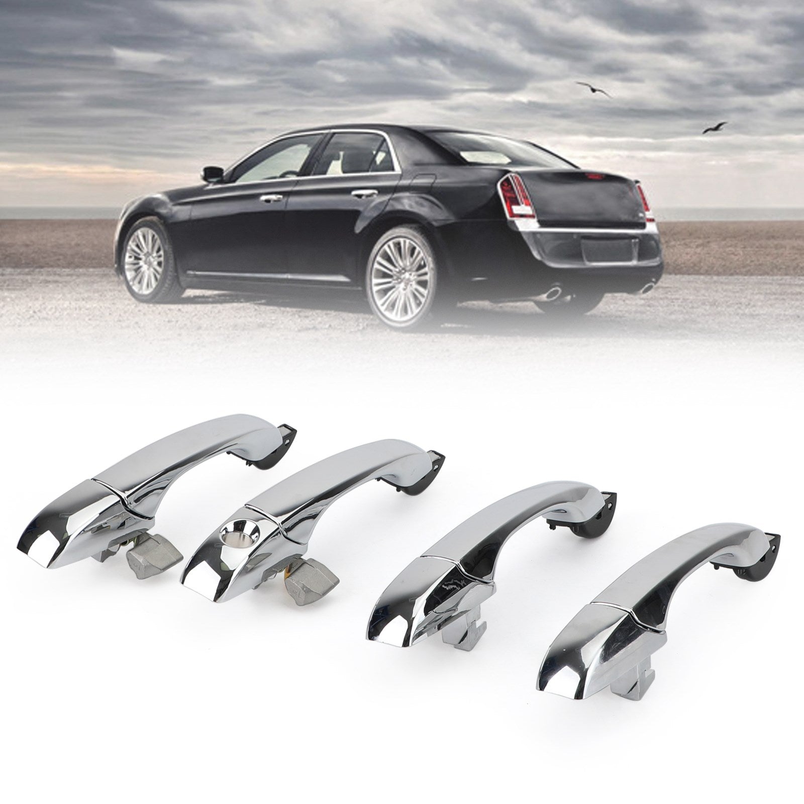 PALASER 4x Exterior Door Handle 4589009AH Chrome For Chrysler 300 / 300C 2005-2010 - Image 5