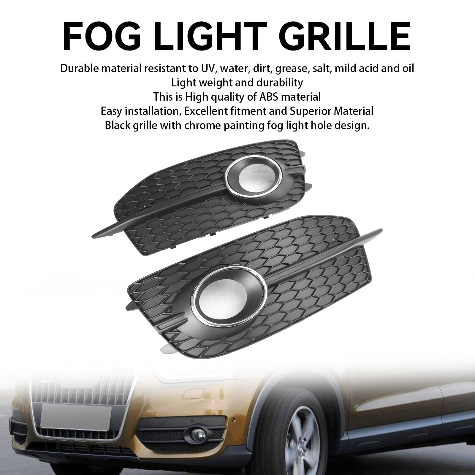 PALASER 2012-2014 Audi Q3 S-line 2PCS Bumper Fog Light Grill 8U0807681DSP9 - Image 6
