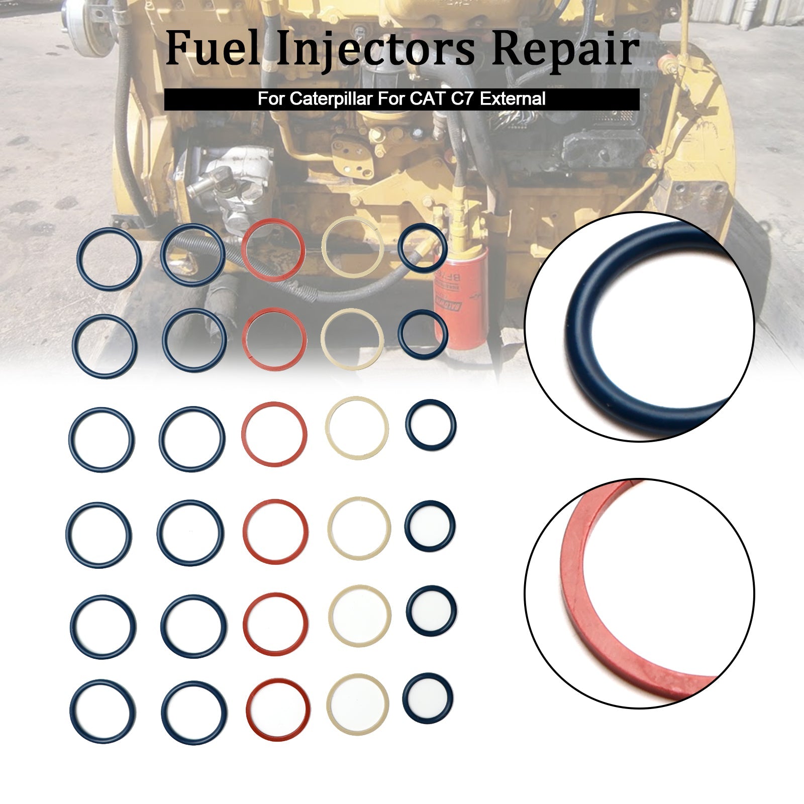 PALASER Caterpillar C7 Fit Cat C7 External 6PCS Fuel Injectors Seal O-ring Kit - Image 5