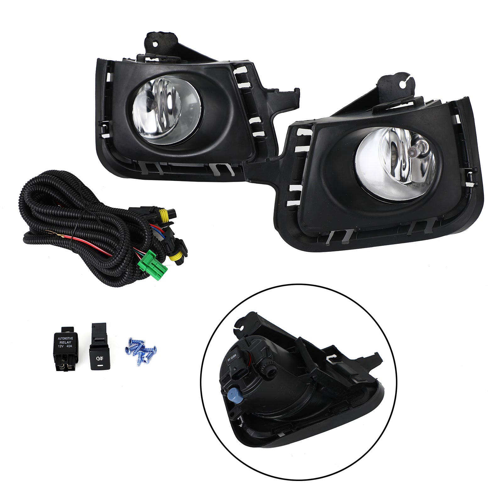 PALASER 12-14 Toyota Prius C Clear Lens Front Bumper Fog Light Lamps W/bezel+switch - Image 2