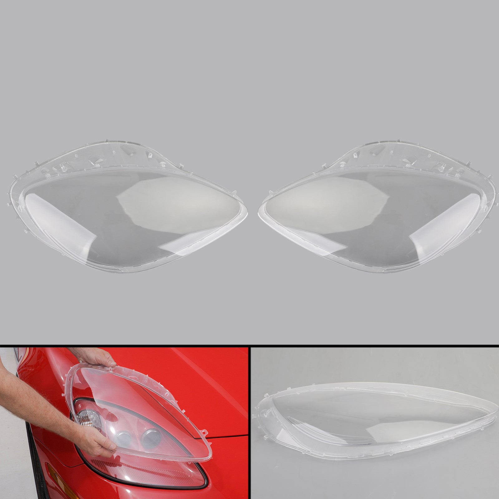 PALASER Headlight Lens Replacement Clear/ Grey L+r For 2005-2013 C6 Corvette - Image 6