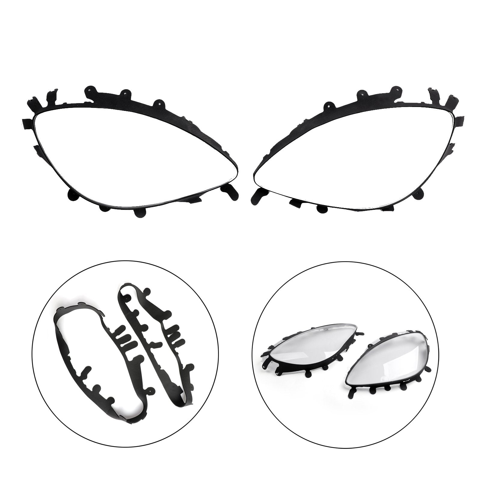 PALASER 2005-2013 C6 Corvette 2PCS Trim Gaskets For Headlight Lens Replacement Black - Image 2