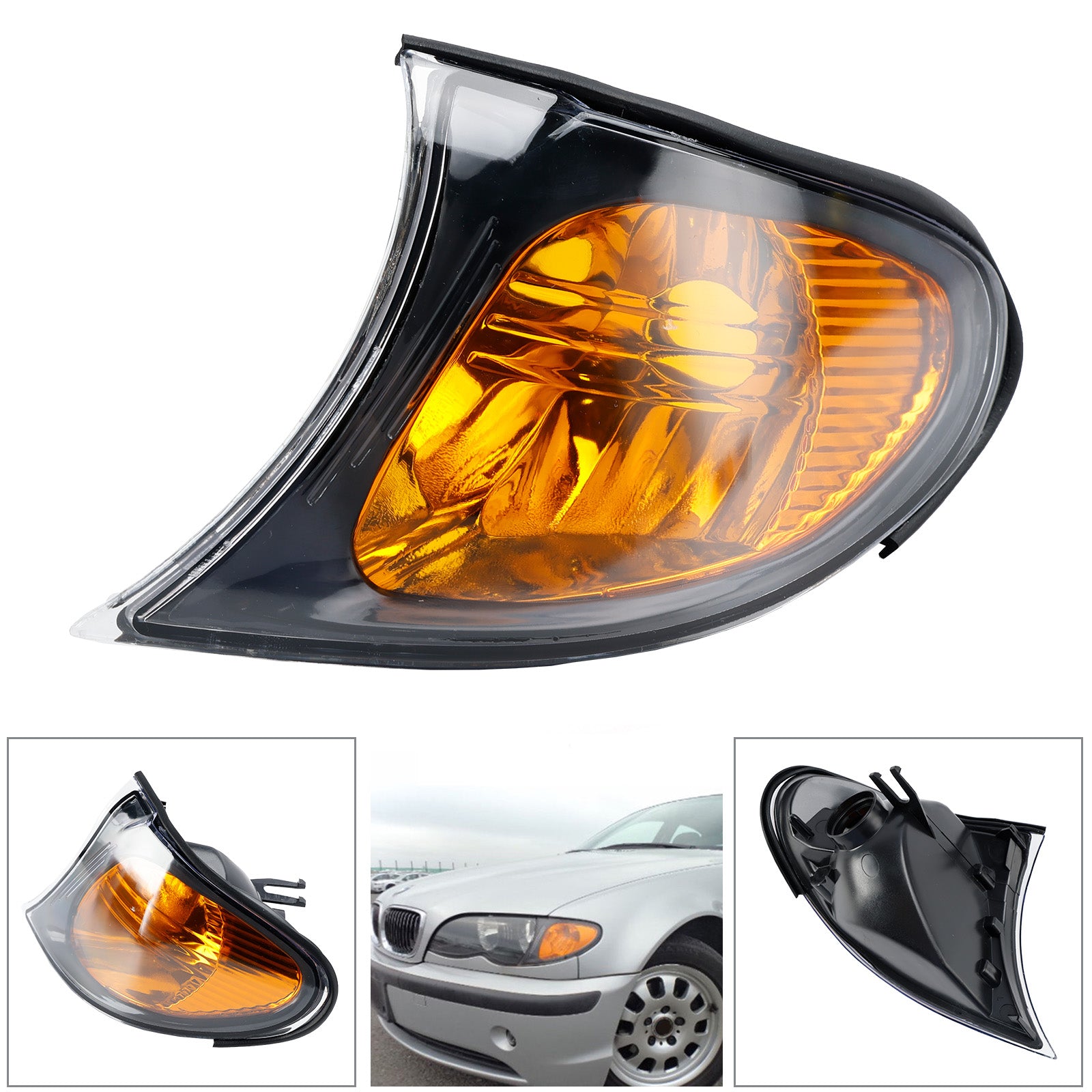 PALASER Left+right Front Indicator Turn Signal Yellow Corner Lights Fit For BMW 3 Series E46 02-05