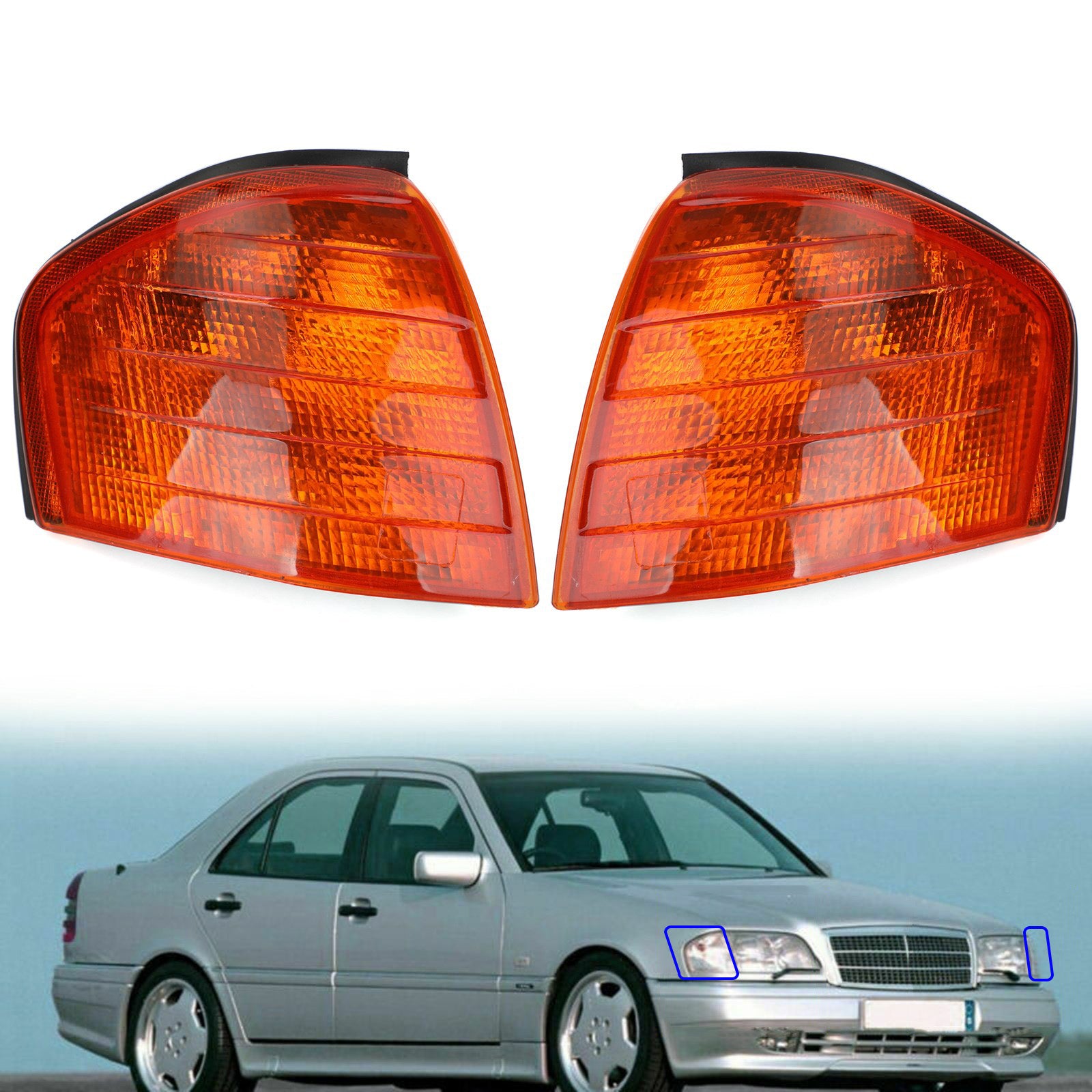 PALASER Left/right Corner Lights Turn Signal Lamps For Benz C Class W202 1994-2000 - Image 8