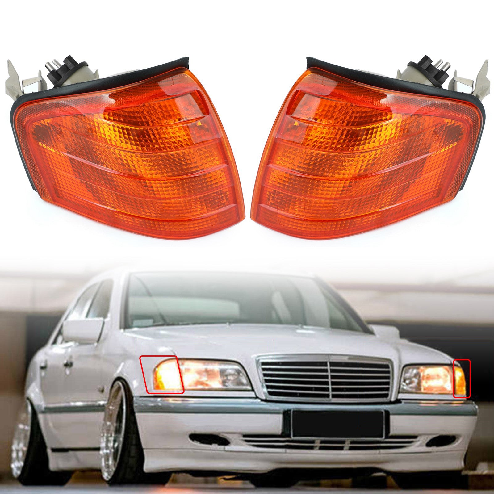 PALASER Left/right Corner Lights Turn Signal Lamps For Benz C Class W202 1994-2000 - Image 7