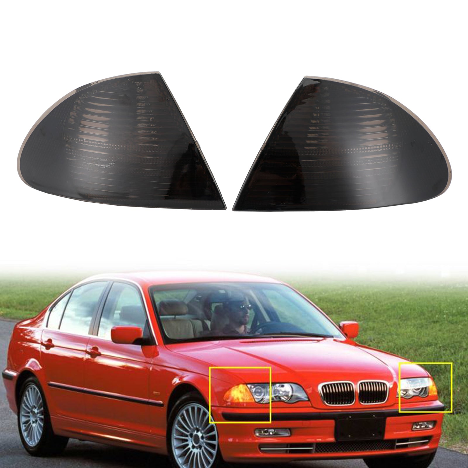 PALASER Turn Signal Corner Corner Clear Lights For BMW 3 Series E46 99-01 Gray