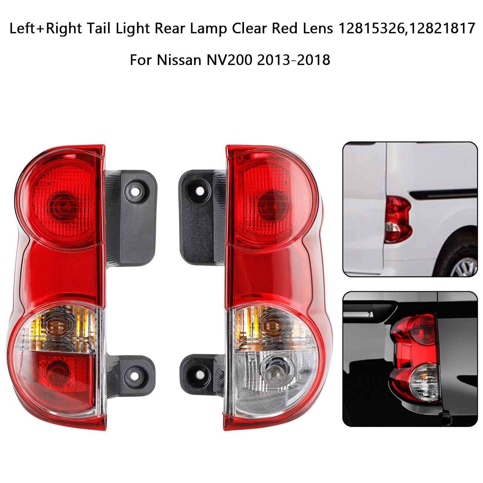 PALASER 2013-18 Nissan NV200 Left+right Tail Light Rear Lamp Clear Red Lens - Image 3