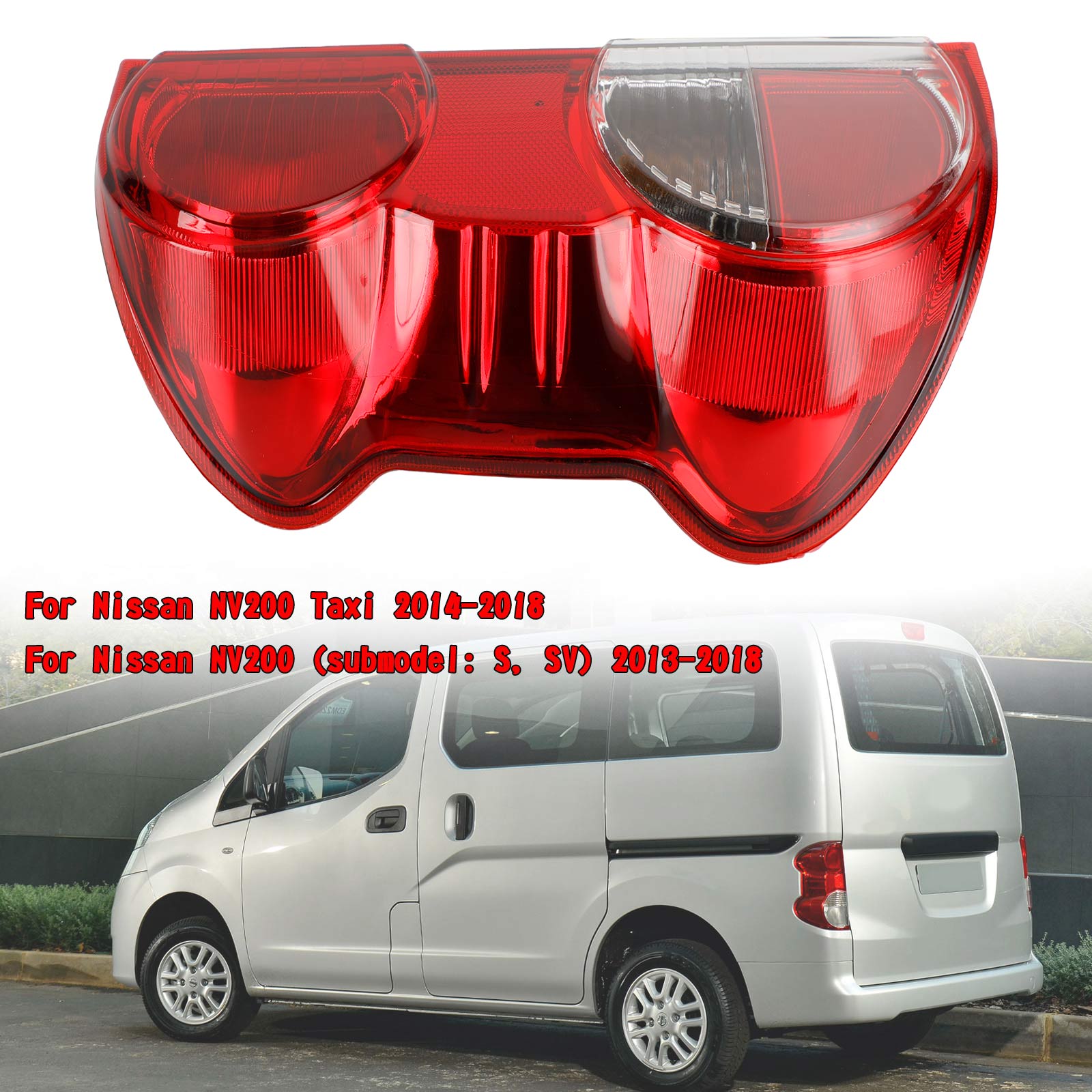 PALASER 2013-18 Nissan NV200 Left+right Tail Light Rear Lamp Clear Red Lens - Image 8