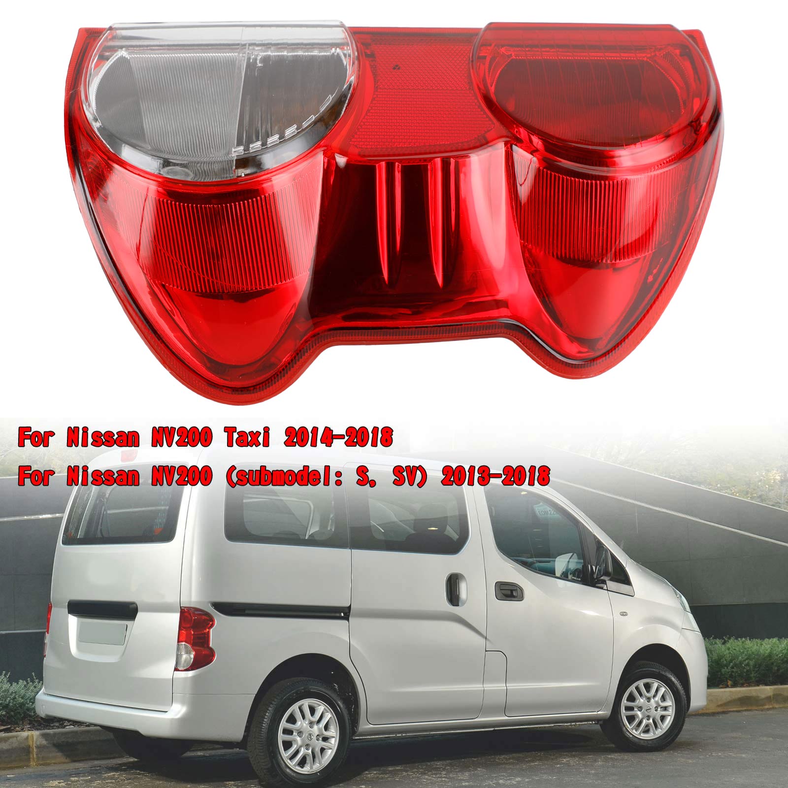 PALASER 2013-18 Nissan NV200 Left+right Tail Light Rear Lamp Clear Red Lens - Image 9