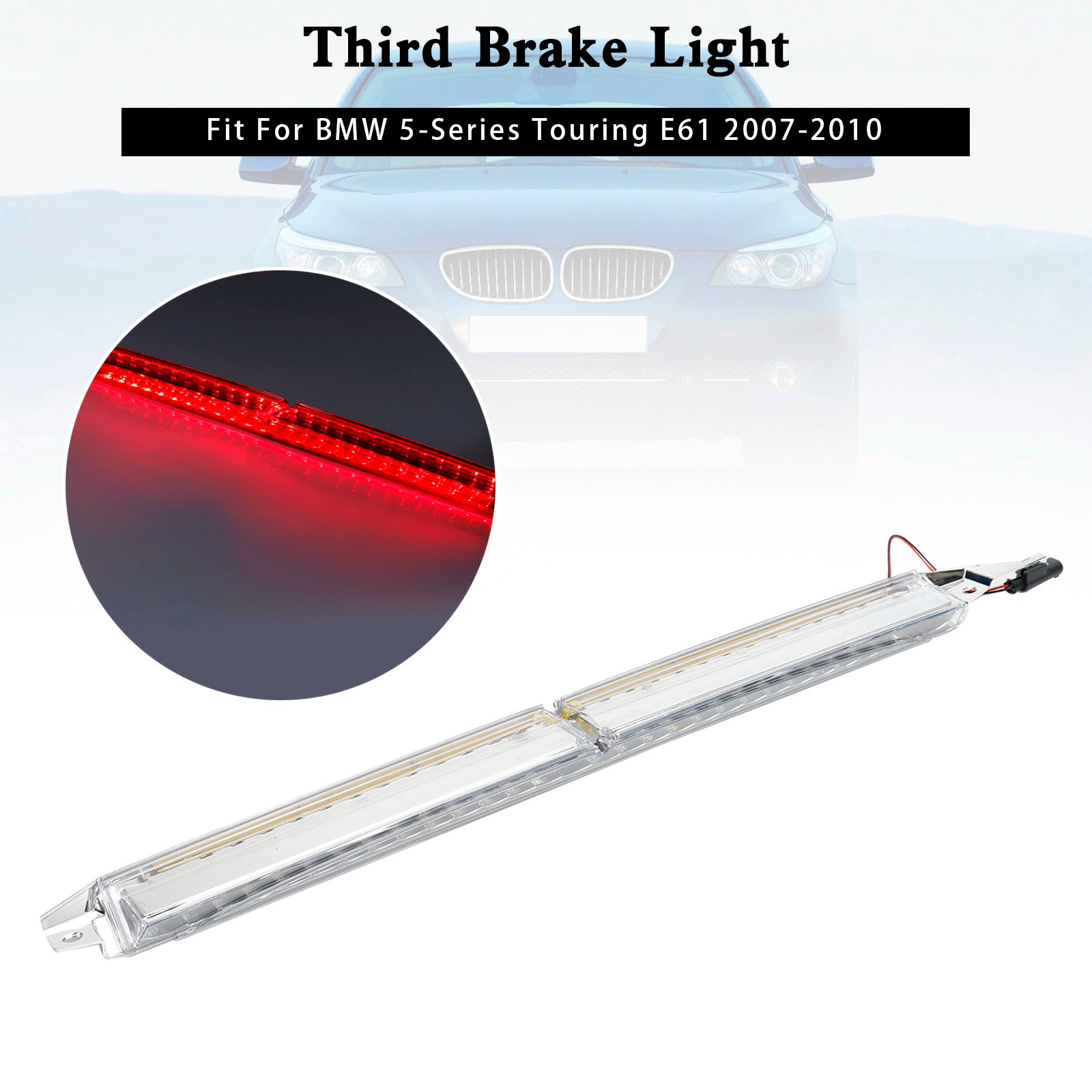 PALASER 2007-2010 BMW 5-Series Touring E61 White Third Brake Light 63256925902 - Image 6