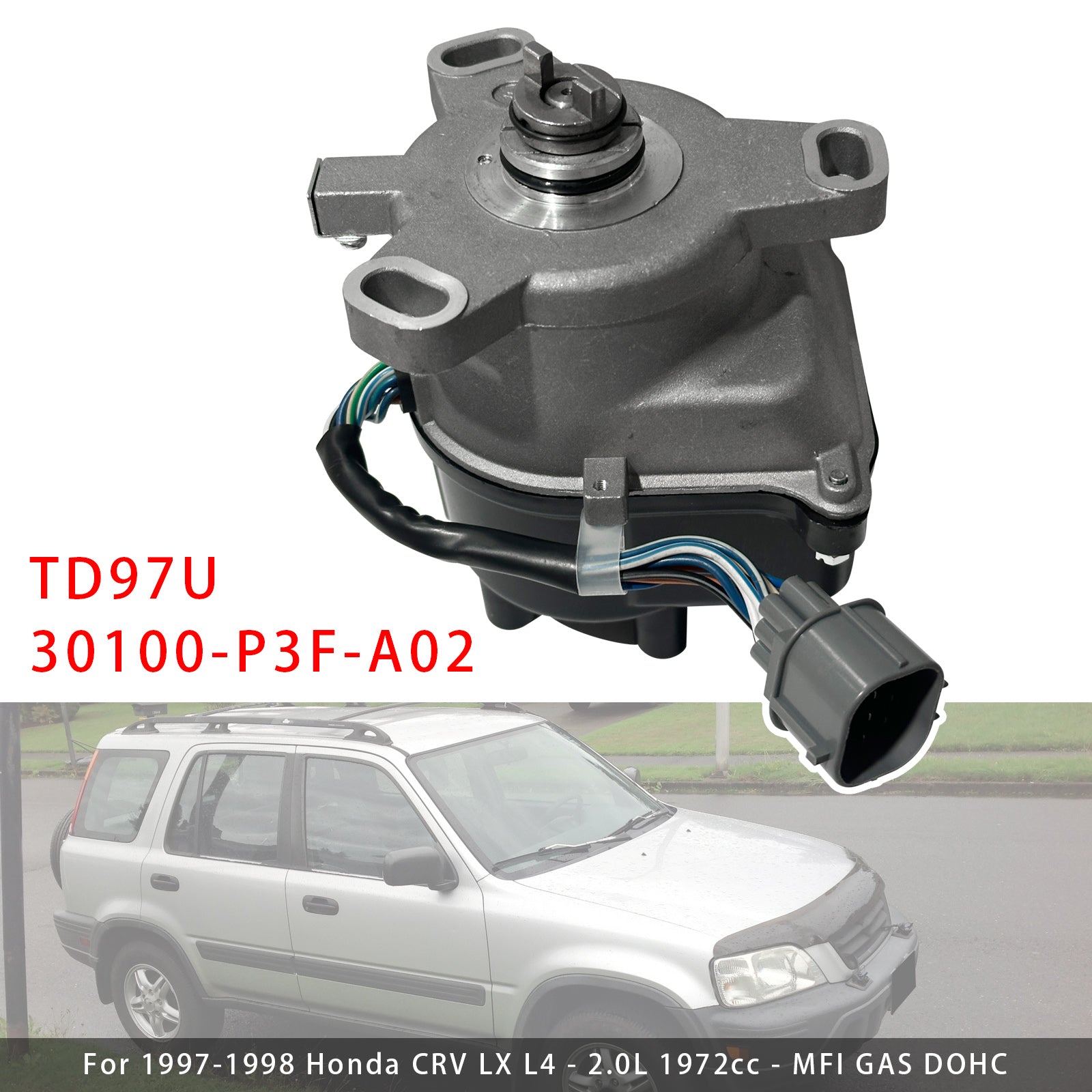 PALASER TD97U 30100-P3F-A02 Ignition Distributor For Honda Crv 1997-1998 Ex Lx 2.0L L4 - Image 2
