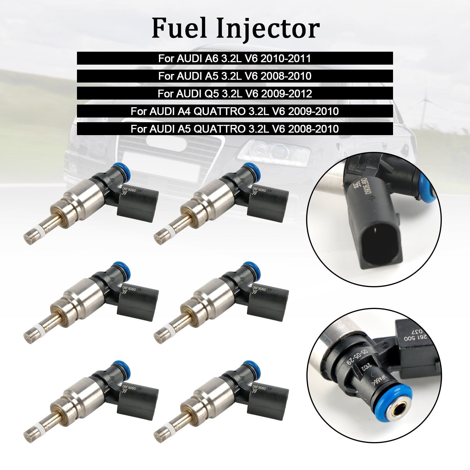 PALASER 2009-2012 Audi Q5 3.2L V6 Fuel Injector 06E906036F 0261500037 - Image 19