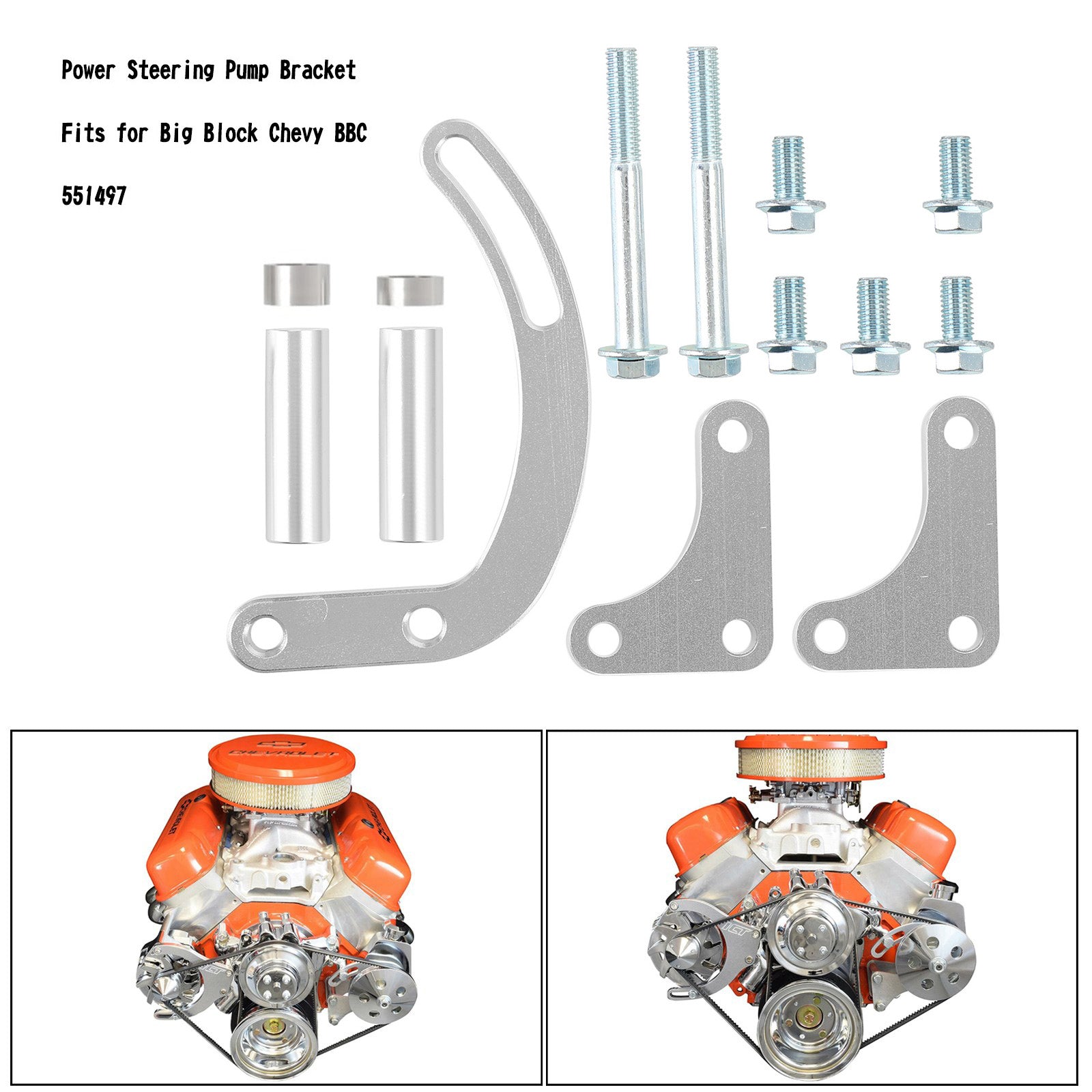 PALASER Billet Power Steering Pump Bracket Kit Fit Chevy Sbc 305 327 350 Small Block - Image 3