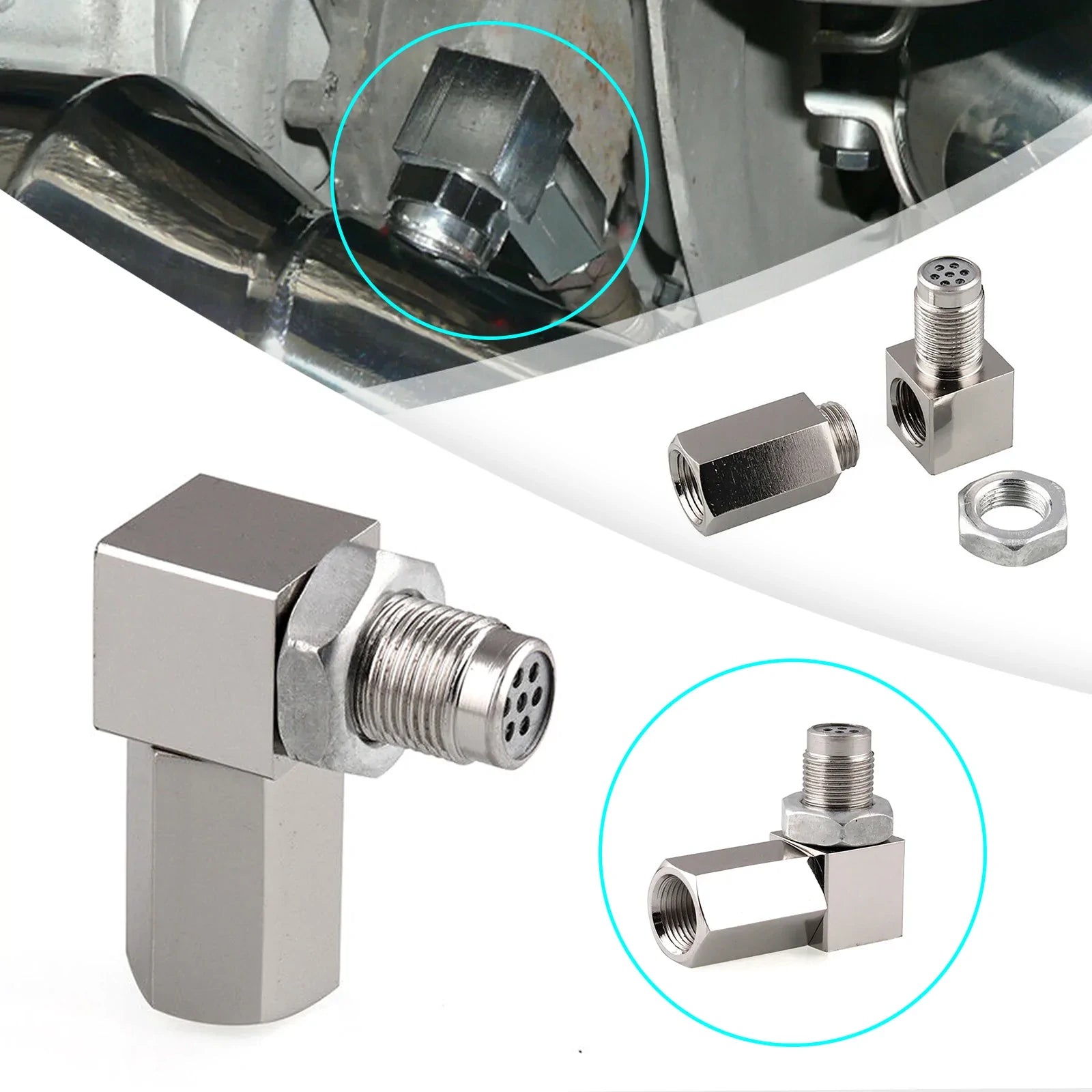 PALASER 90° O2 Oxygen Sensor Spacer Fix P0420/P0042/P0430 Check Engine Light Cel Mini Catalytic Converter Euro 5 Standard - Image 2