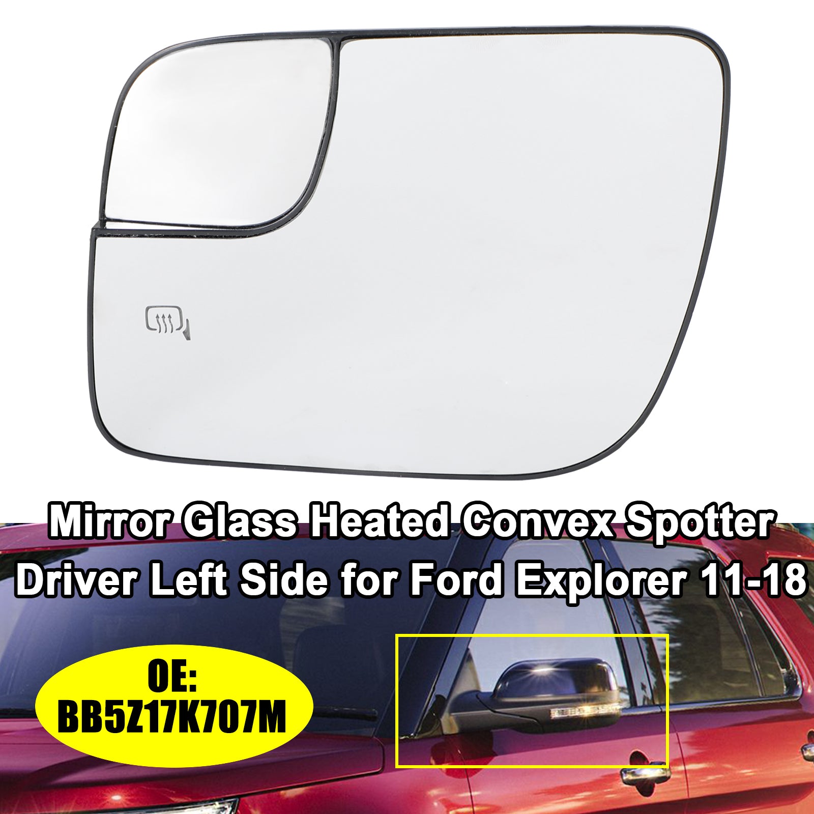PALASER 2011-2018 Ford Explorer Mirror Glass Heated Convex Spotter BB5Z17K707M BB5Z17K707B - Image 11