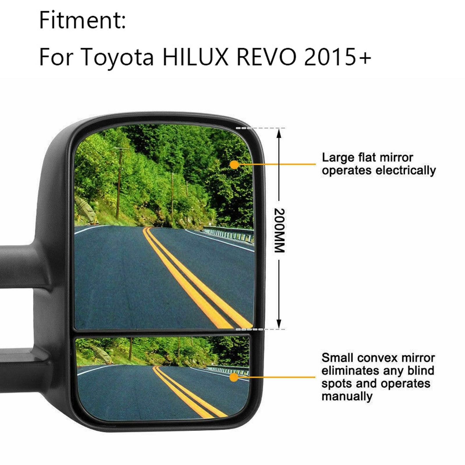 PALASER Pair Extendable Caravan Towing Mirrors For Toyota Hilux Revo 2015 On Indicator - Image 4