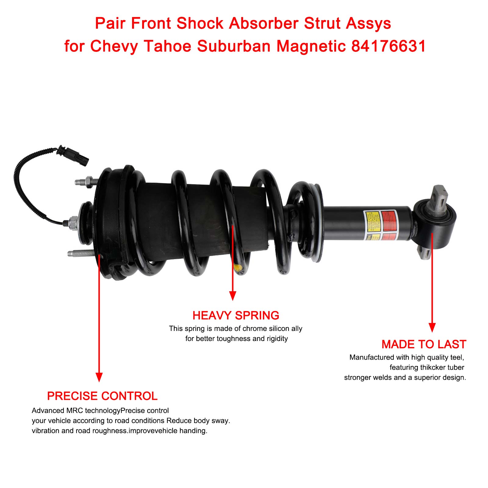 PALASER 2014-2019 Chevrolet Silverado 1500 84061228 Pair Front Shock Absorber Strut Assys 84176631 23312167 23317180 84977478 - Image 2