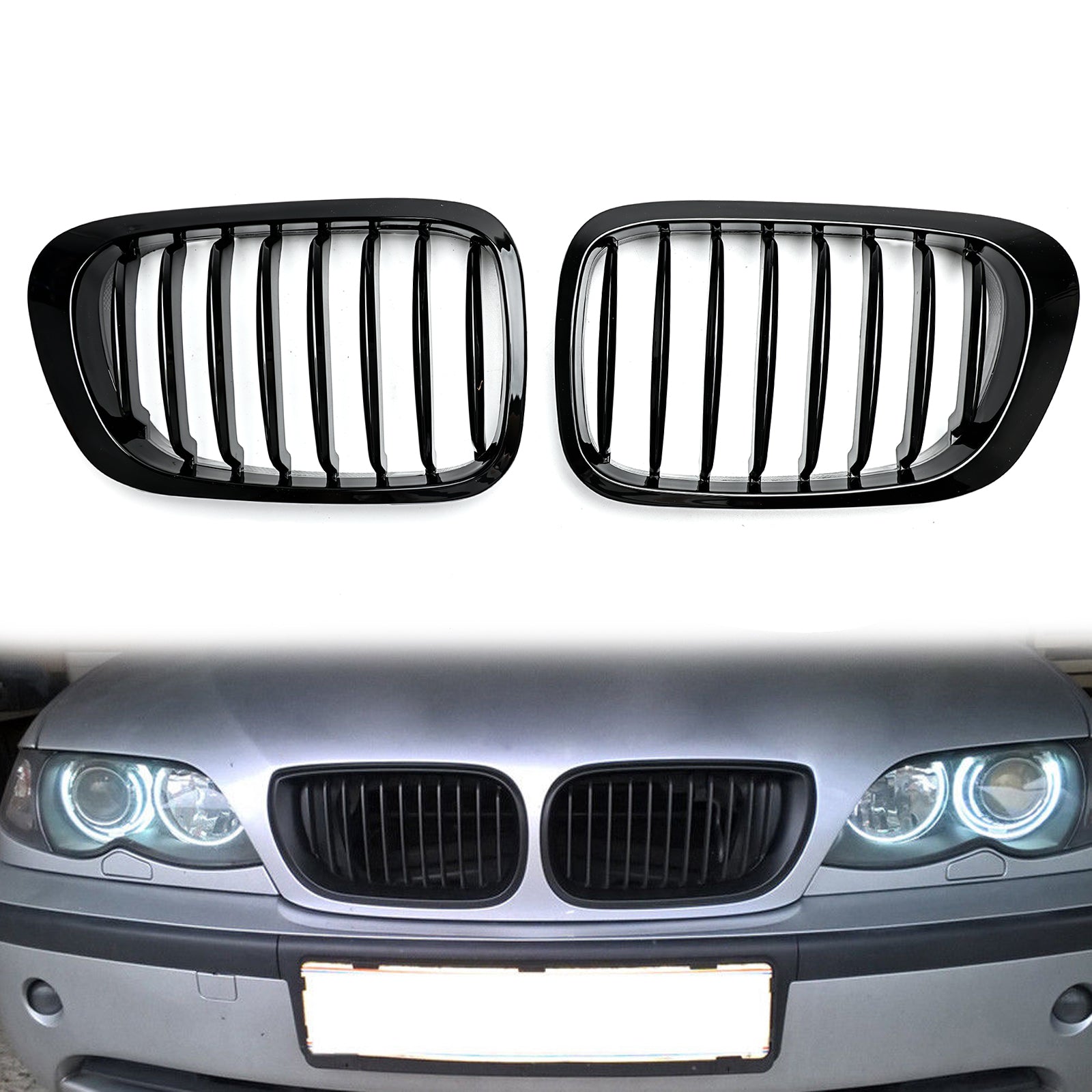 PALASER Front Fence Grill Grille For BMW E46 Coupe 2-Door 1999-2002 Pre-facelift - Image 4