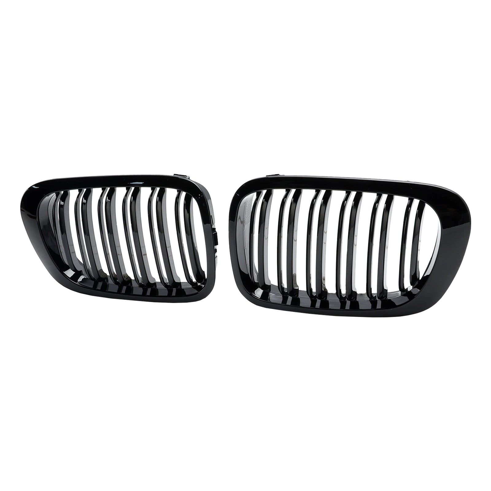 PALASER Double Line Front Hood Grille Grills Gloss Black For 1998-2001 BMW E46 2-Door