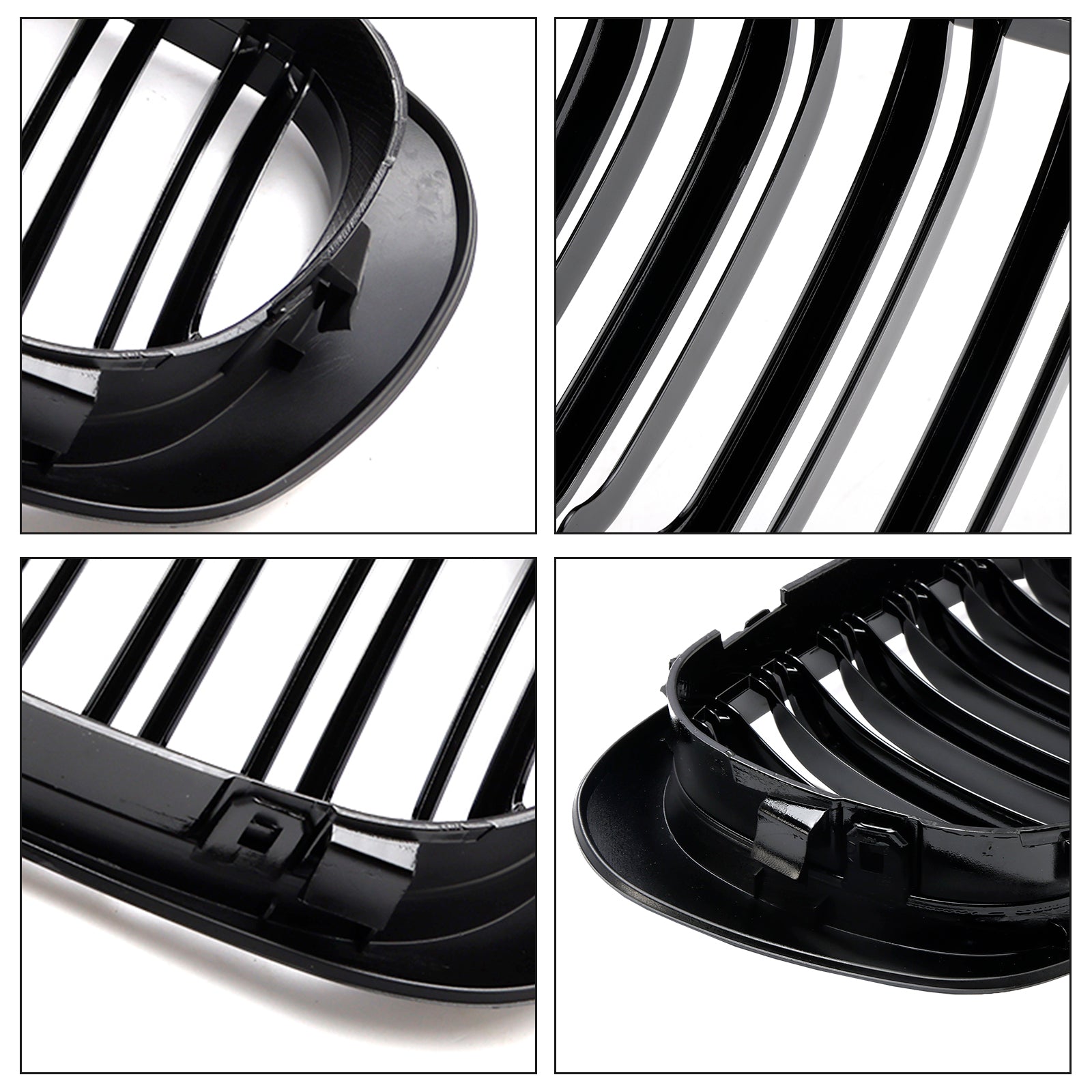 PALASER Double Line Front Hood Grille Grills Gloss Black For 1998-2001 BMW E46 2-Door - Image 7