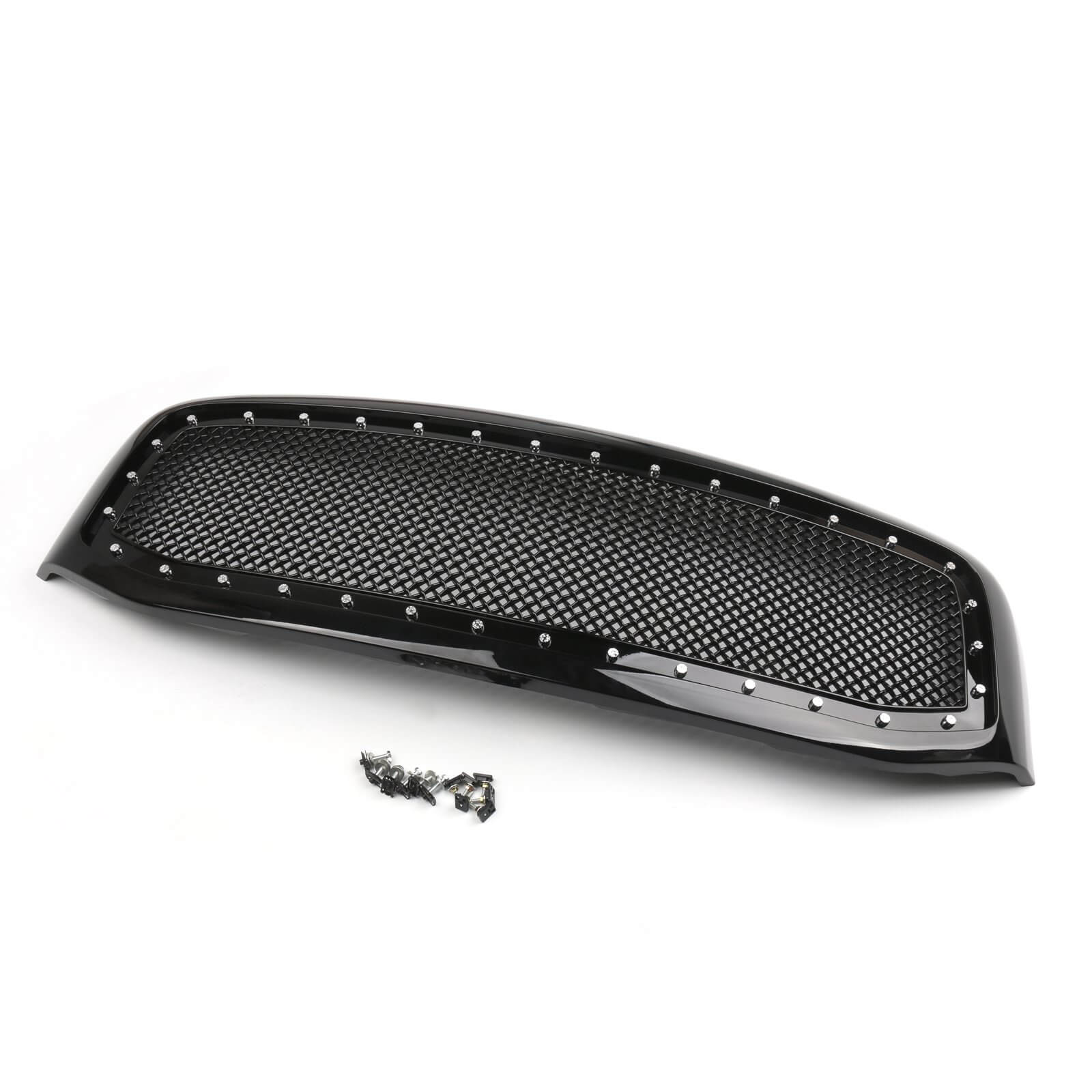 PALASER 2006-2008 Dodge Ram 1500 2500 3500 Front Hood Grill Mesh Style Rivet Grille Replacement Black/chrome - Image 6