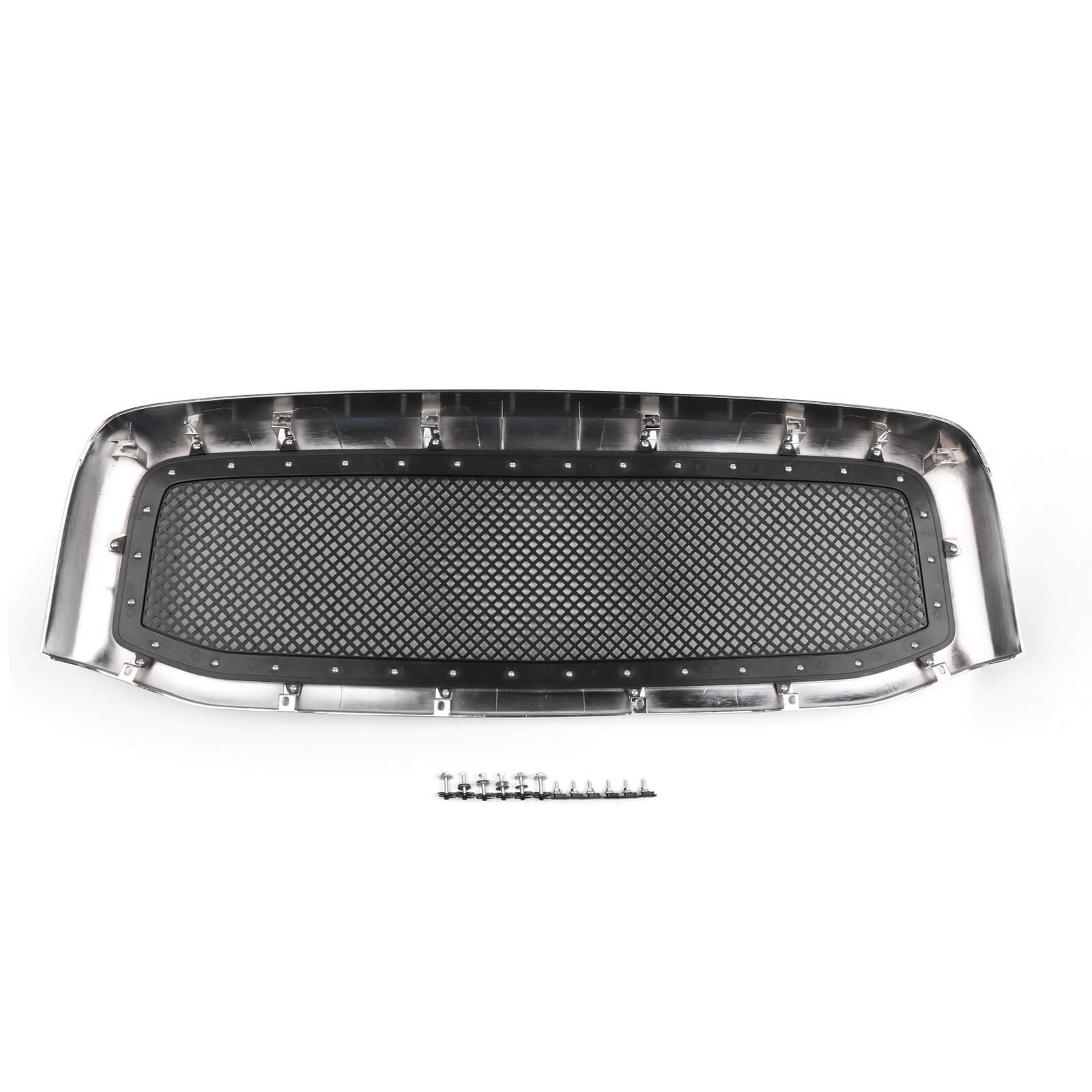 PALASER 2006-2008 Dodge Ram 1500 2500 3500 Front Hood Grill Mesh Style Rivet Grille Replacement Black/chrome - Image 8