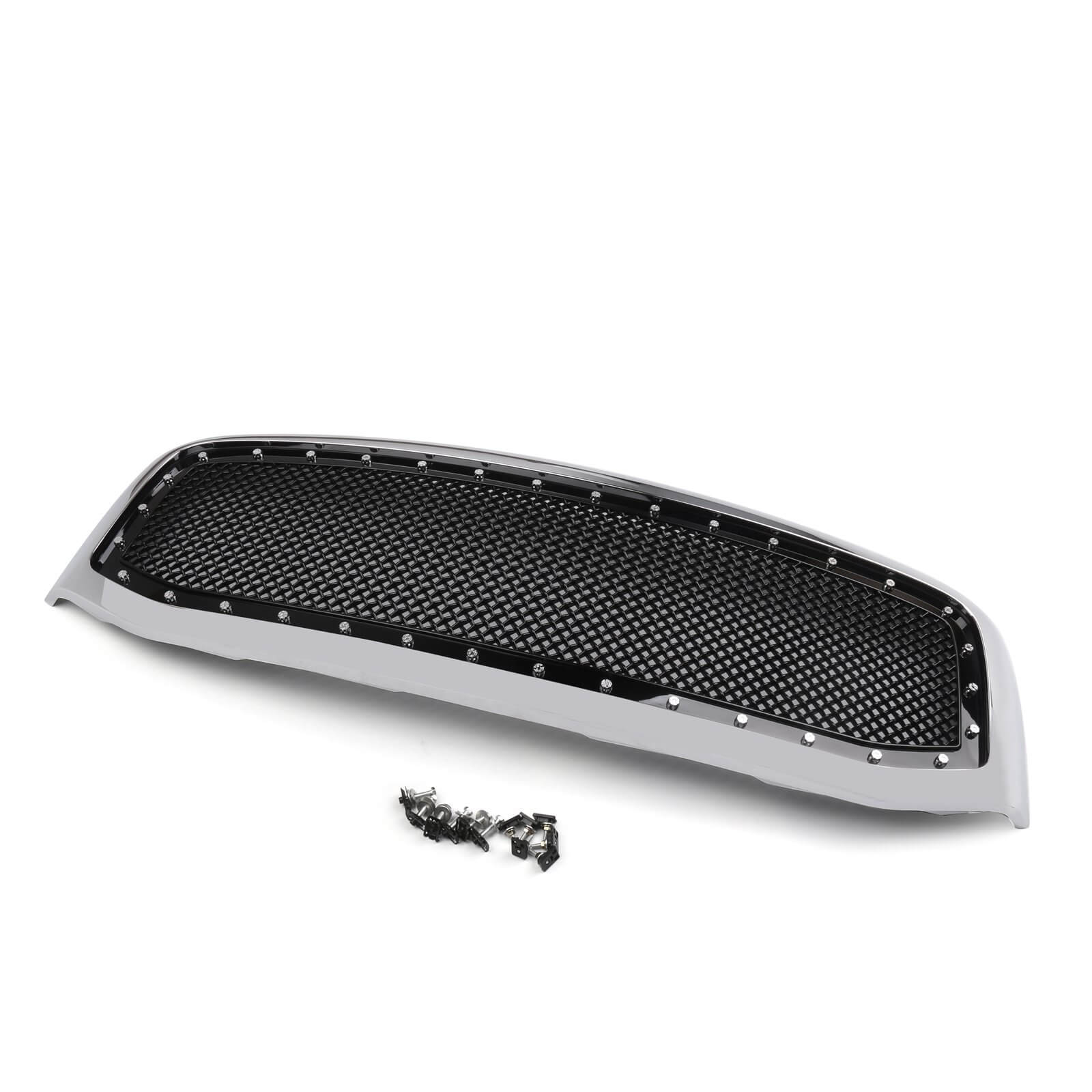 PALASER 2006-2008 Dodge Ram 1500 2500 3500 Front Hood Grill Mesh Style Rivet Grille Replacement Black/chrome - Image 4