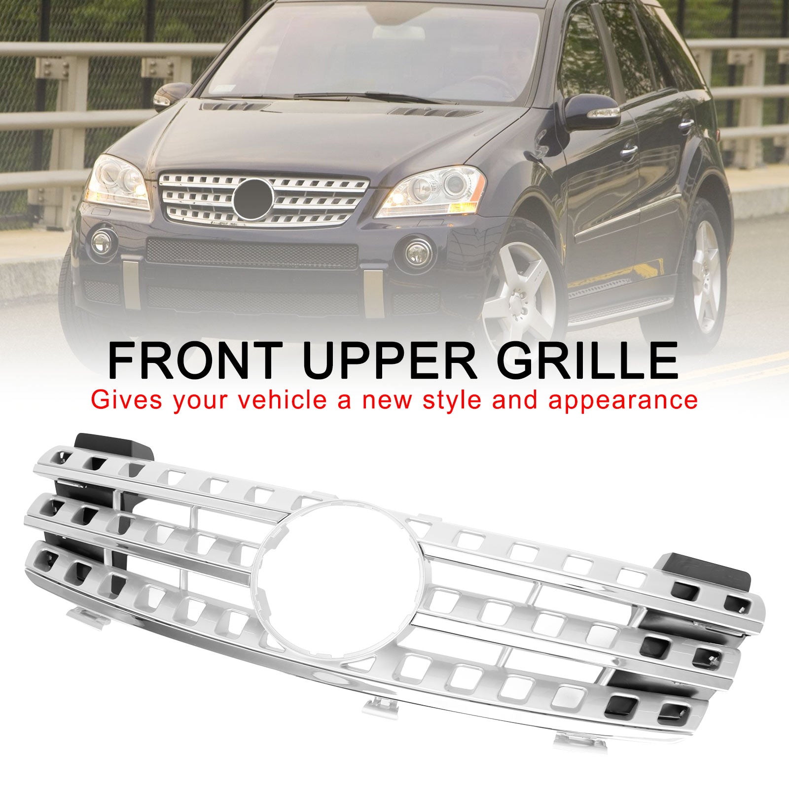 PALASER 2005-2008 Benz Ml-class W164 Front Grille Grill Chrome - Image 9