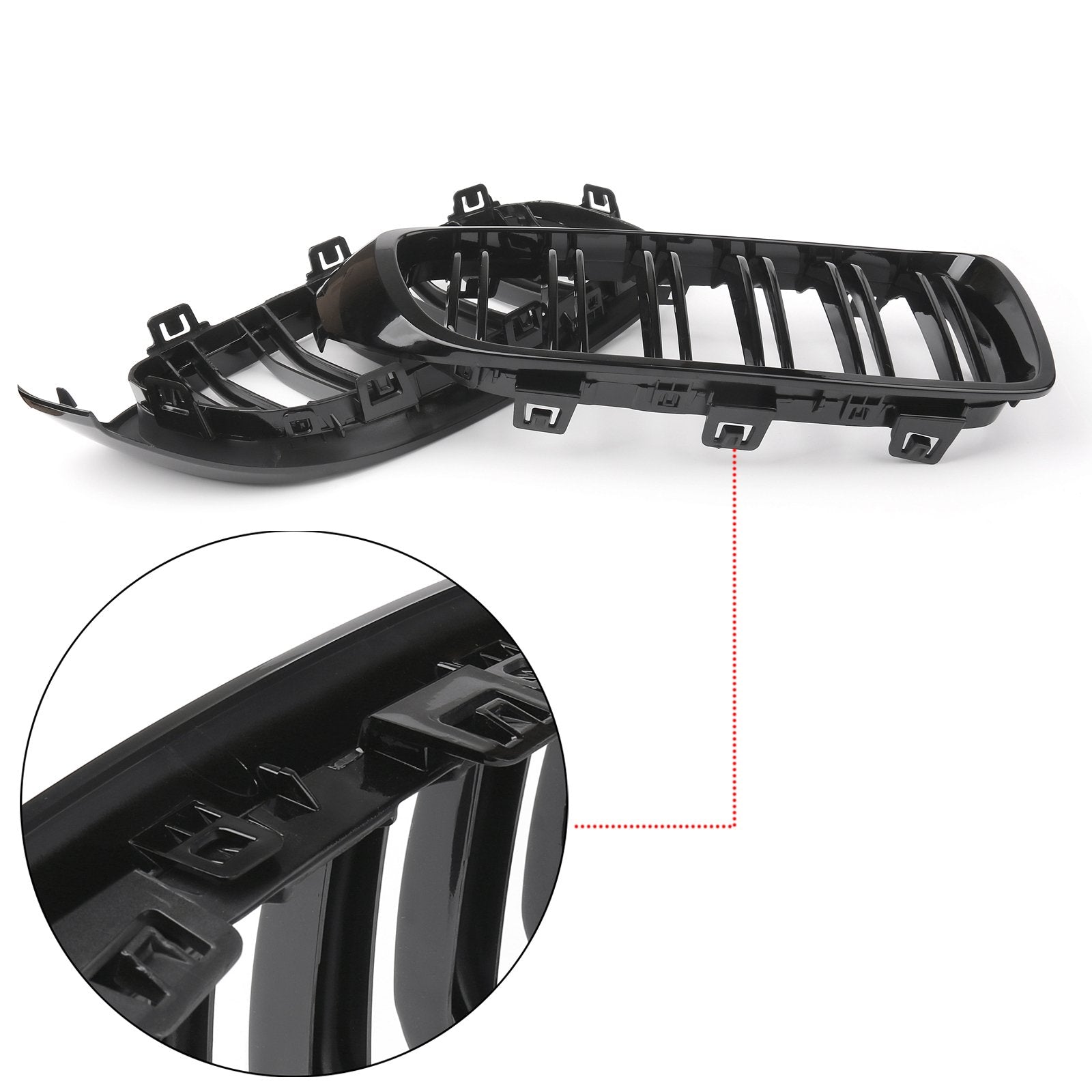 PALASER For BMW F32 F33 F36 F82 2014+ Gloss Black Kidney Grille Dual Slat M4 Sport Grill - Image 4