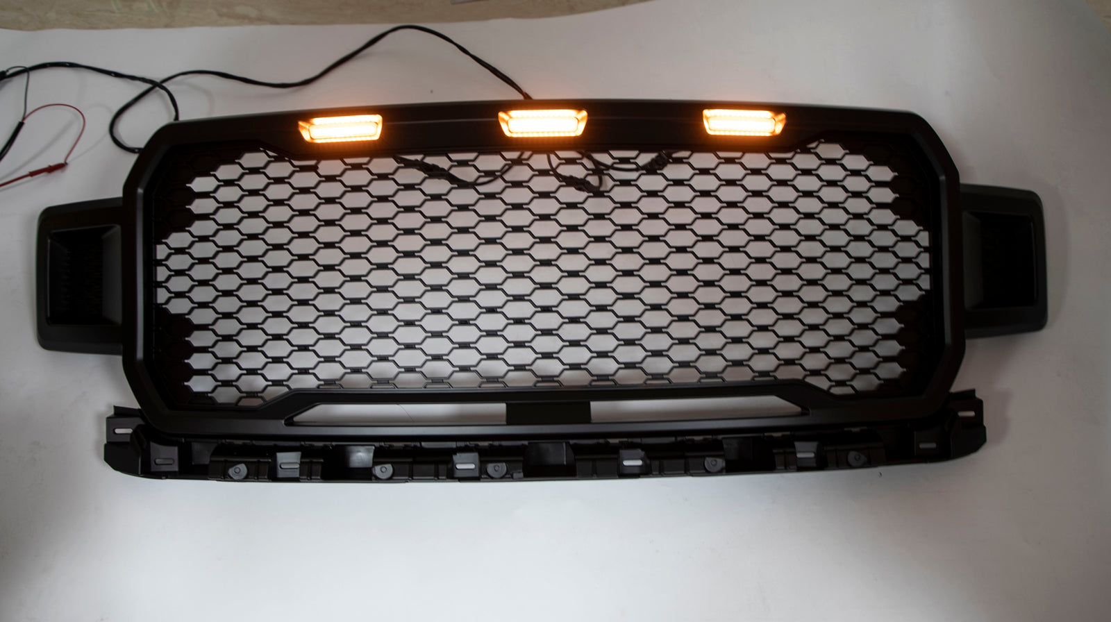 PALASER 18-20 Ford F150 Honeycomb Grill Amber LED Raptor Style Grill Repalcment - Image 2