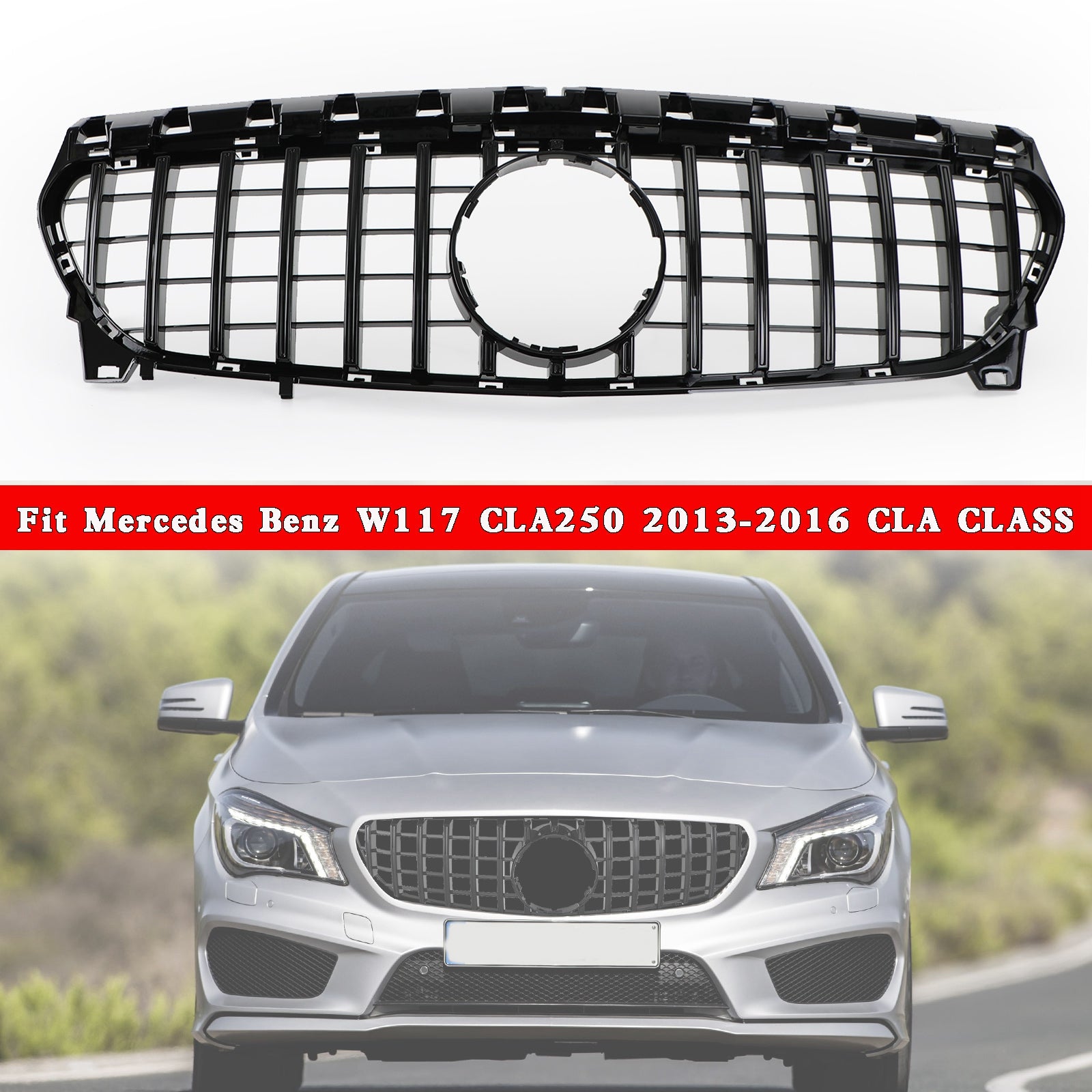 PALASER Gt-r Style Front Bumper Grill For 2013-2019 Benz W117 CLA180 CLA200 CLA250 CLA260 CLA45