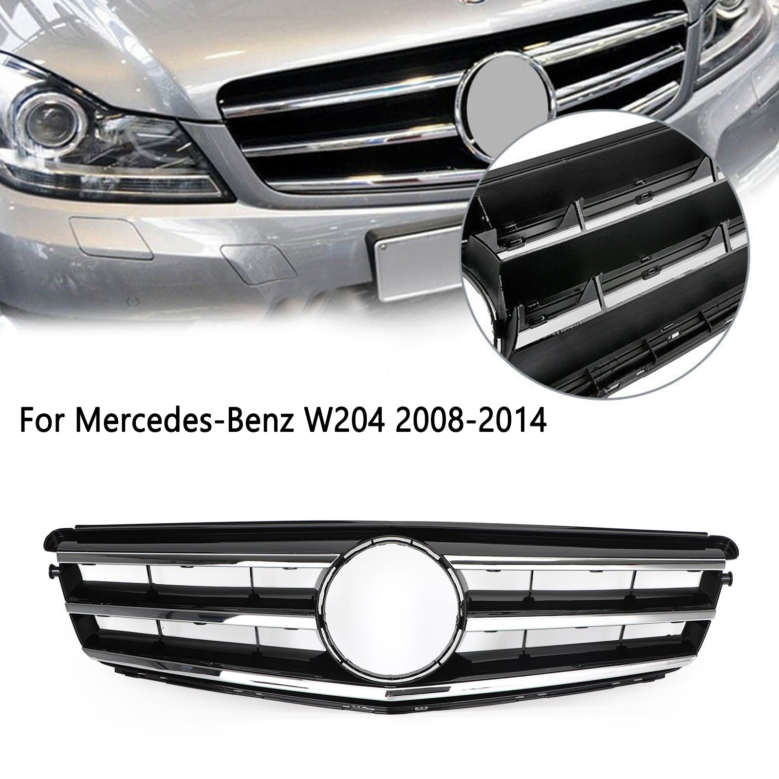 PALASER 2008-2014 Benz C Class W204 W/led Emblem C300/C350 Front Bumper Grille - Image 3