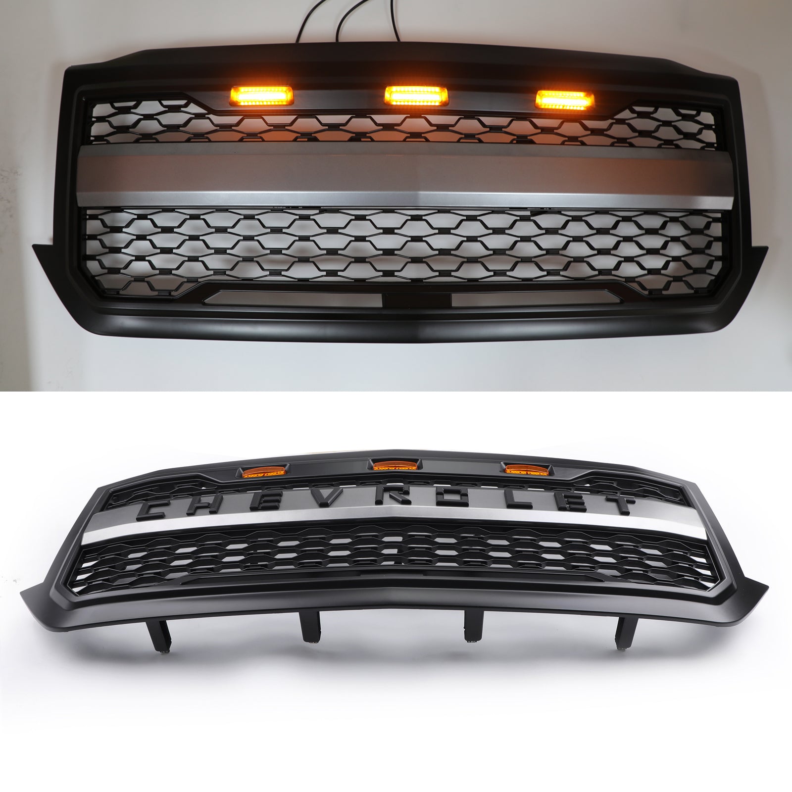 PALASER 2016-2018 Chevrolet Chevy Silverado 1500 Front Bumper Grille With Amber Lights - Image 11