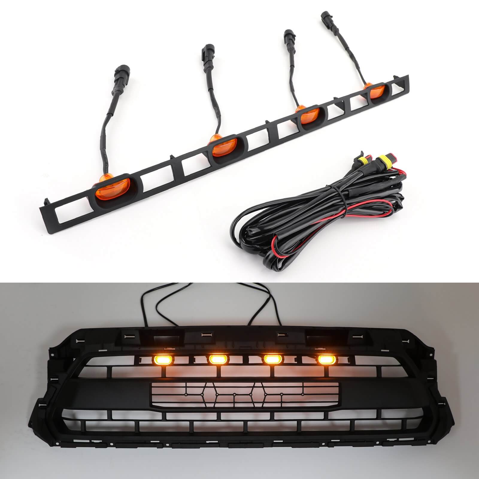 PALASER Tacoma 2012-2015 Grille Amber Light Front Bumper Hood Grille LED Lights 4 Pcs