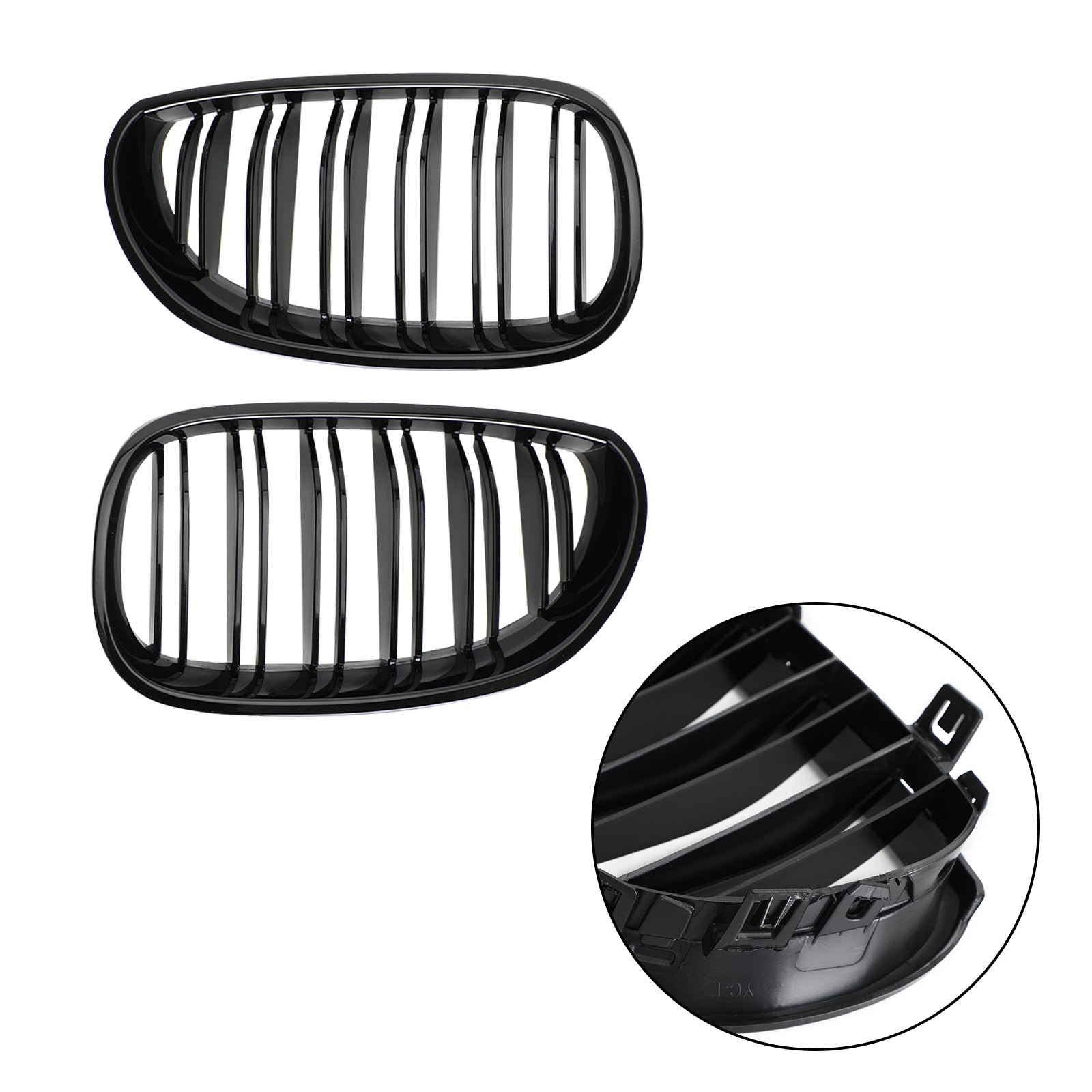 PALASER Glossy Black Front Sport Kidney Grille ABS For 2004-2009 BMW E60 E61 M5 520i 530i - Image 3