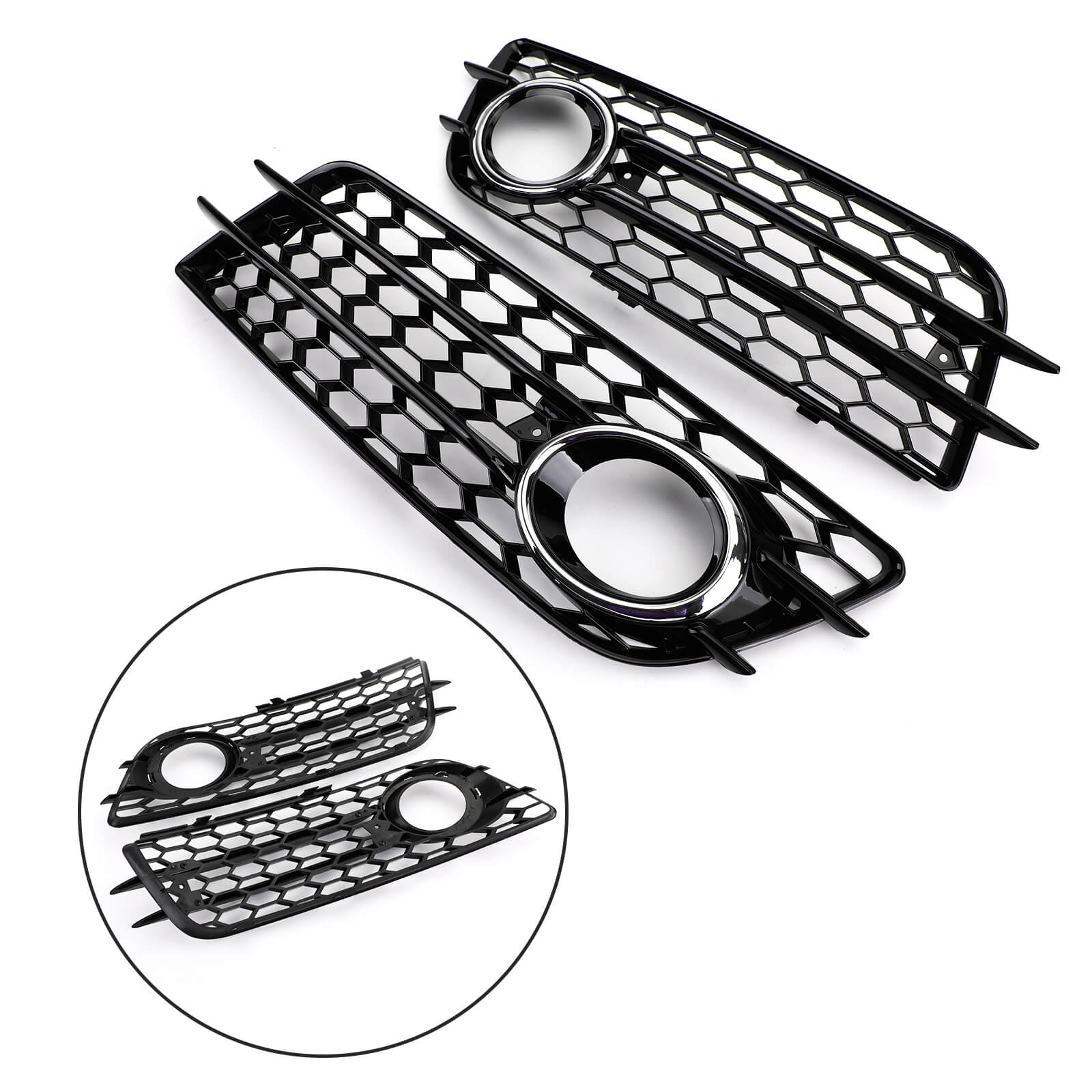 PALASER Audi A4 S-line S4 2008-2012 Sport Version Honeycomb Style Fog Light Grille Bumper - Image 13