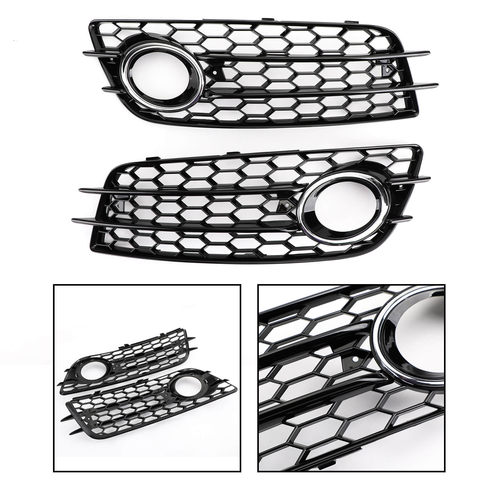 PALASER Audi A4 S-line S4 2008-2012 Sport Version Honeycomb Style Fog Light Grille Bumper - Image 8