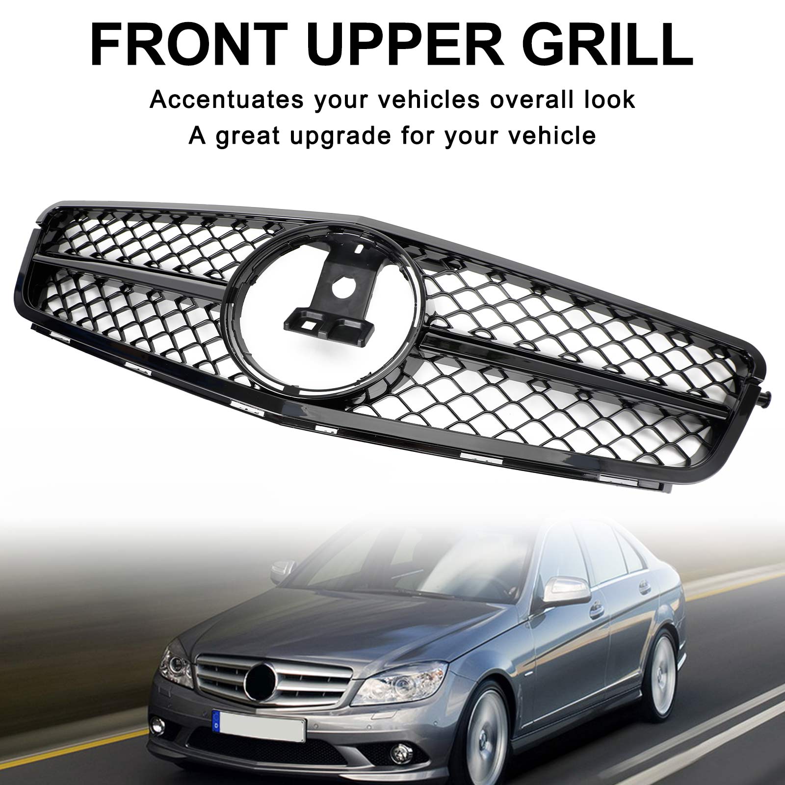 PALASER Benz C-class W204 C300 C350 2008-2014 Front Bumper Grille Grill W/led - Image 8