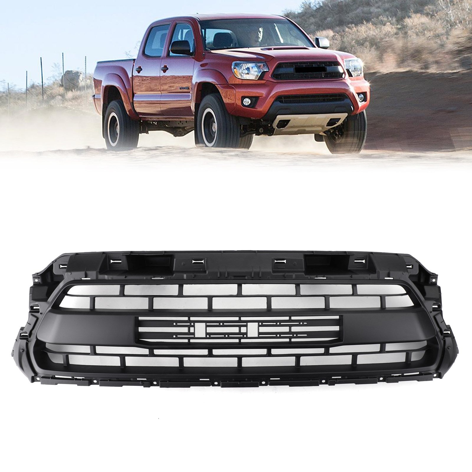 PALASER 2012-2015 Tacoma Trd Pro Toyota Grill PTR54-35150 Honeycomb Grille Replacement + Amber Lights - Image 2