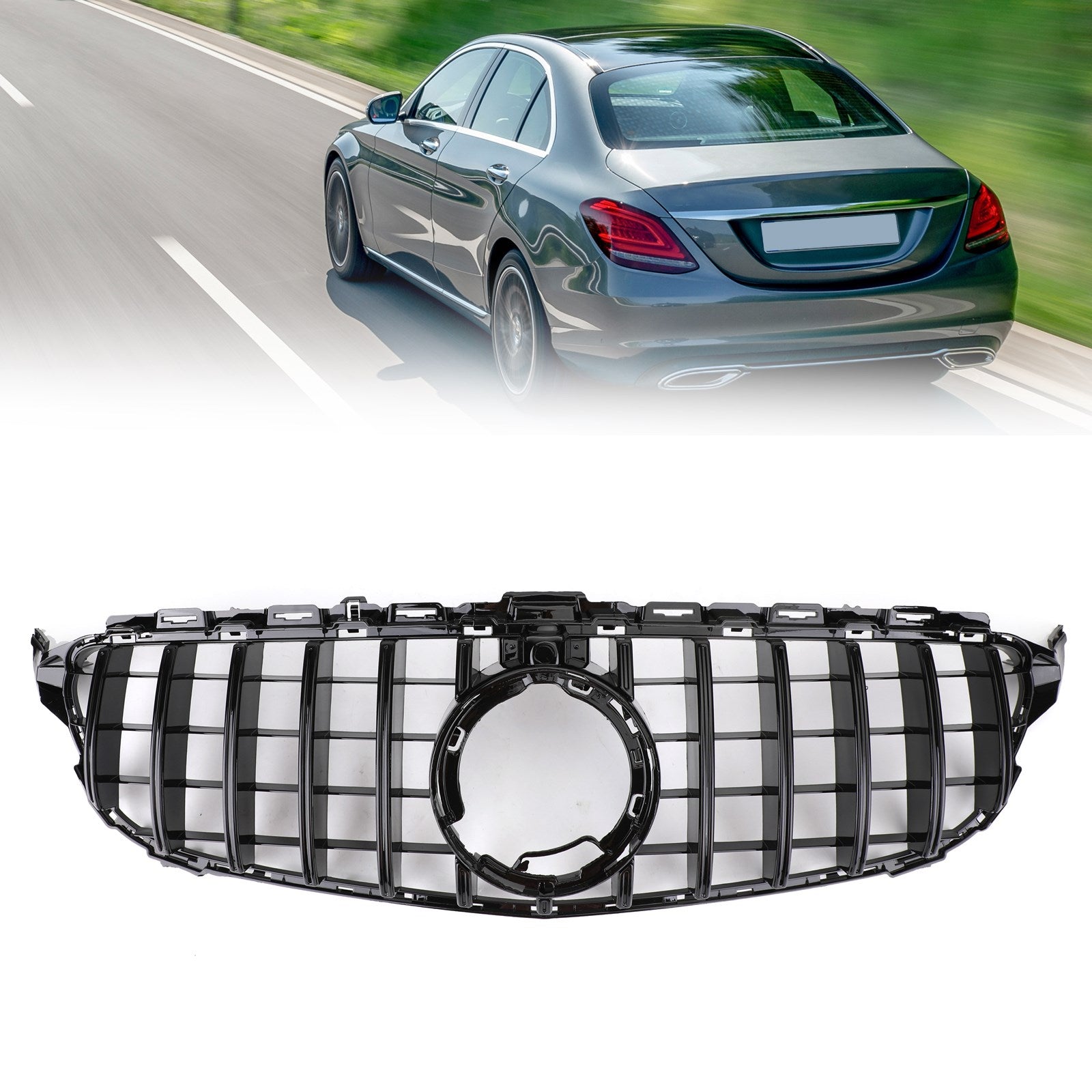 PALASER 2019-2021 Benz W205 C205 A205 Amg Gtr Style Fashion Black Grill Grille W/camera