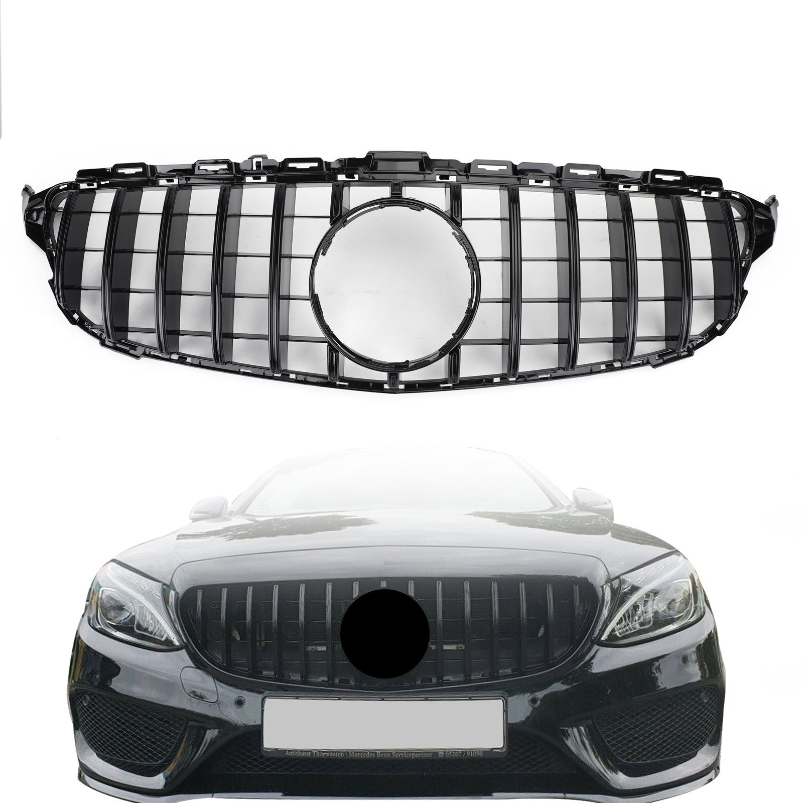 PALASER 2015-2018 Benz W205 C-class C250 C300 C43 Gtr Style Front Bumper Grill Replacement Grille