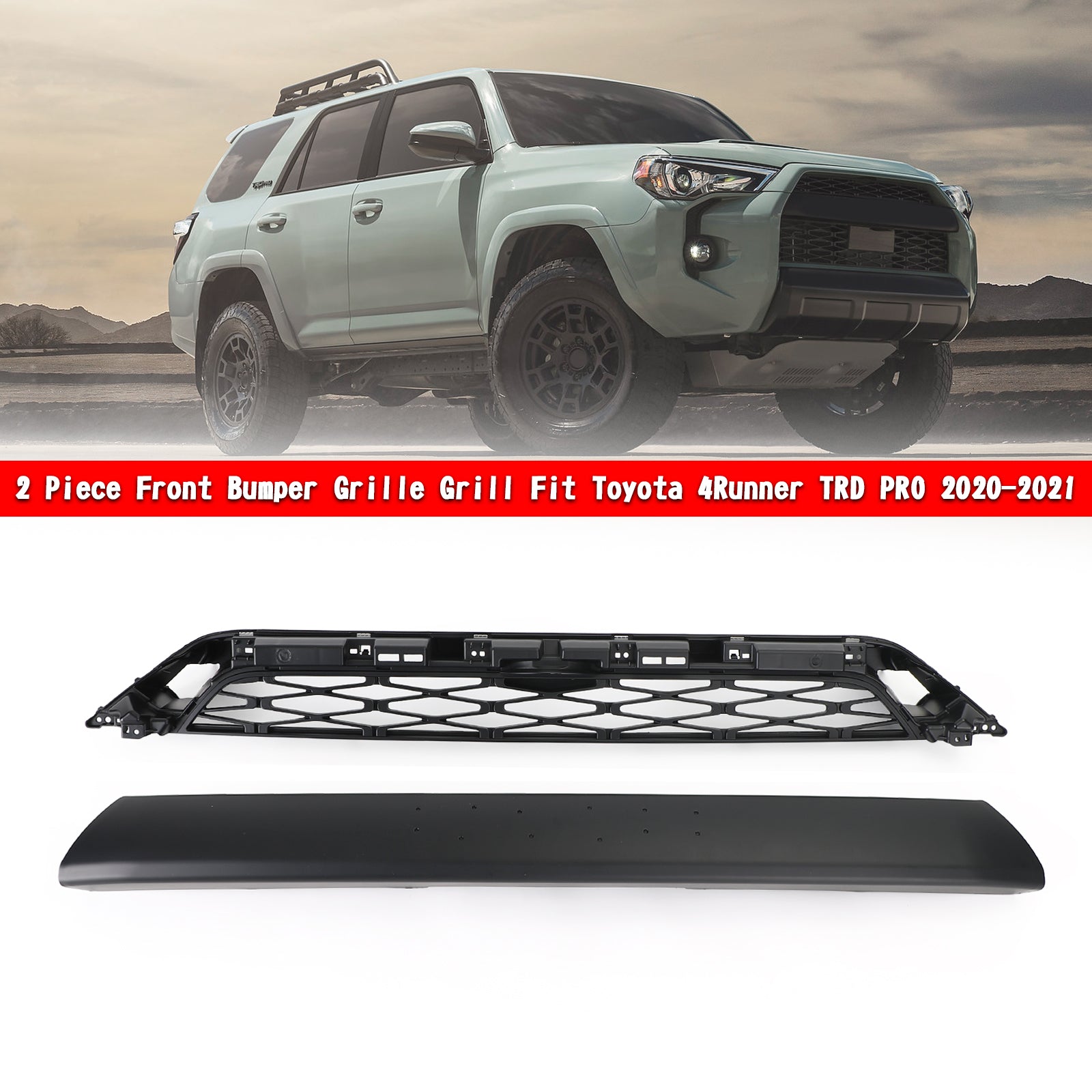 PALASER Need To Drill Version 4Runner Trd Pro 20-23 Black Front Bumper Grill+gray
