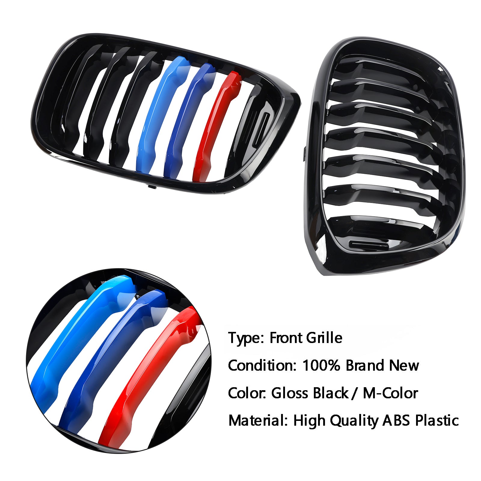 PALASER BMW G01 X3 G02 X4 Pair M-color Kidney Grill Grille 51138469959 Gloss Black - Image 8