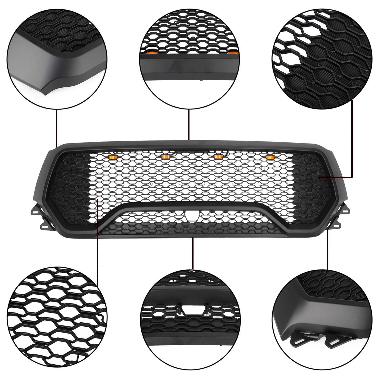 PALASER 2019-2024 Dodge Ram 1500 Trx Style LED Honeycomb Front Upper Hood Grille - Image 12