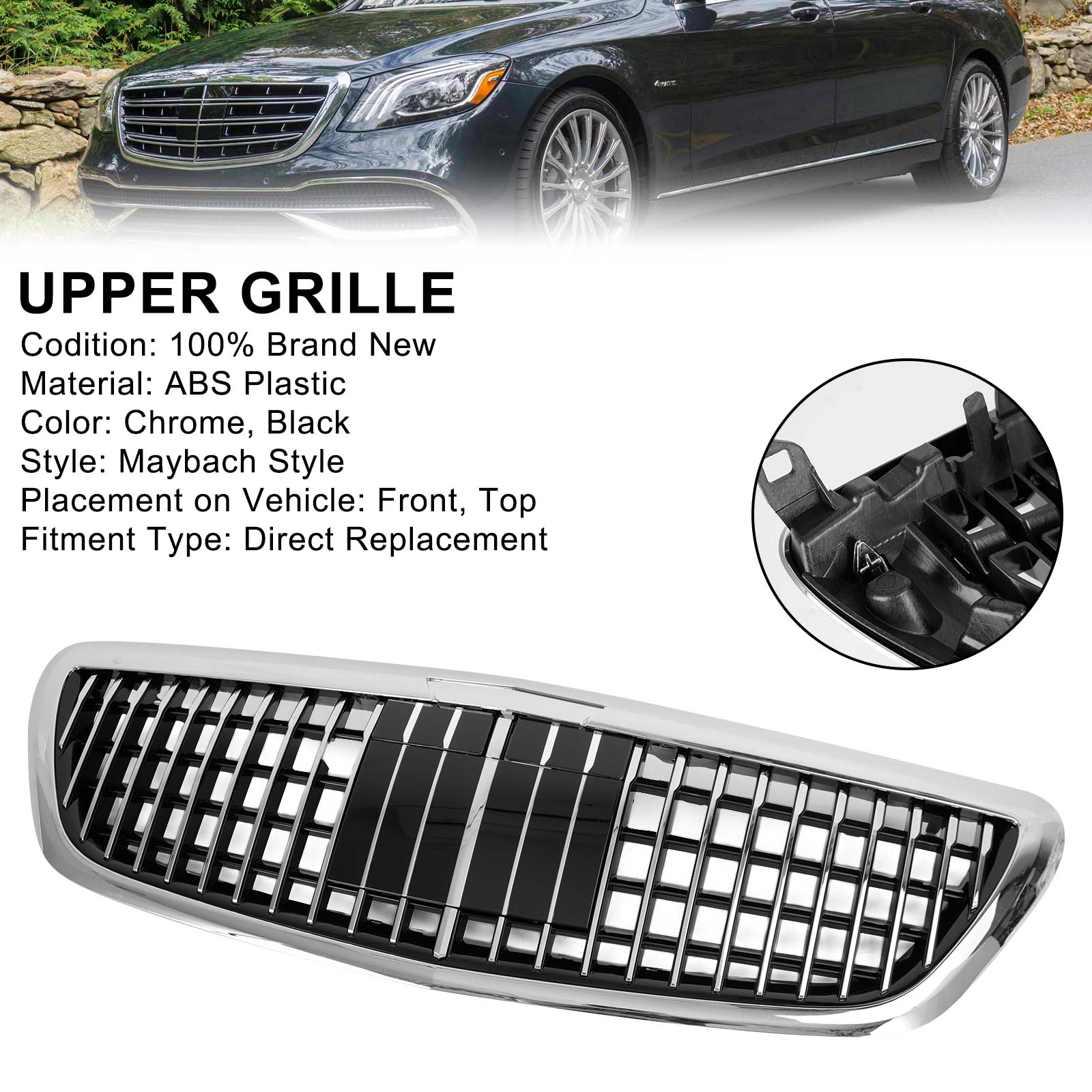 PALASER 2014-2020 Benz W222 S-class S680 S400 S450 S500 S550 S560 S600 S650 Maybach Style Grille With Acc - Image 11