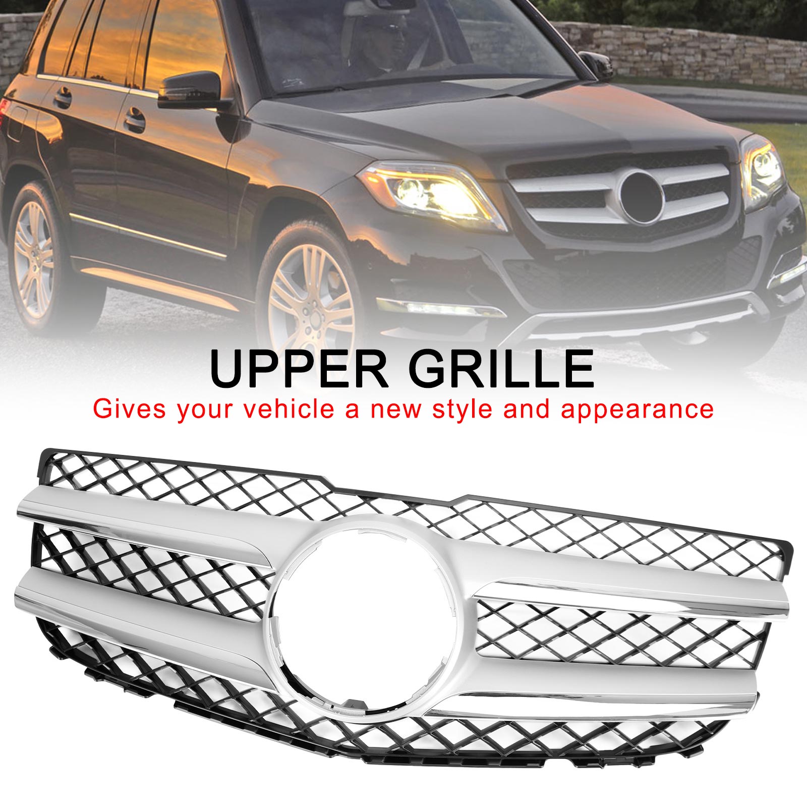 PALASER 2012-2015 Benz GLK300 Base Sport Utility 4-Door 2048802983 Front Upper Hood Bumper Grill Replacement - Image 3