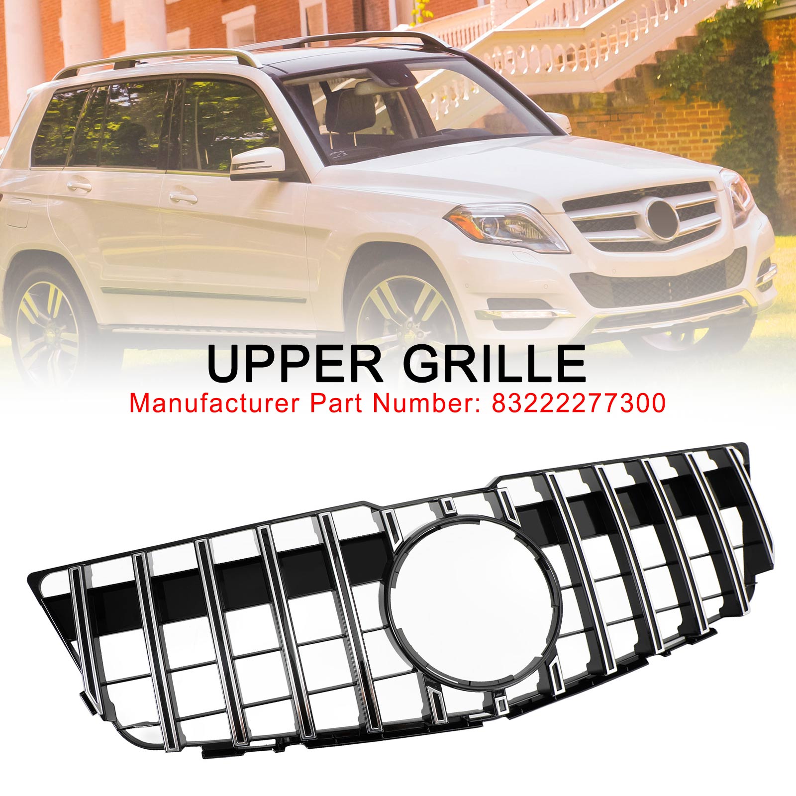 PALASER 2008-2012 Benz Glk X204 Gt Style Front Bumper Upper Grill Grill Replacement