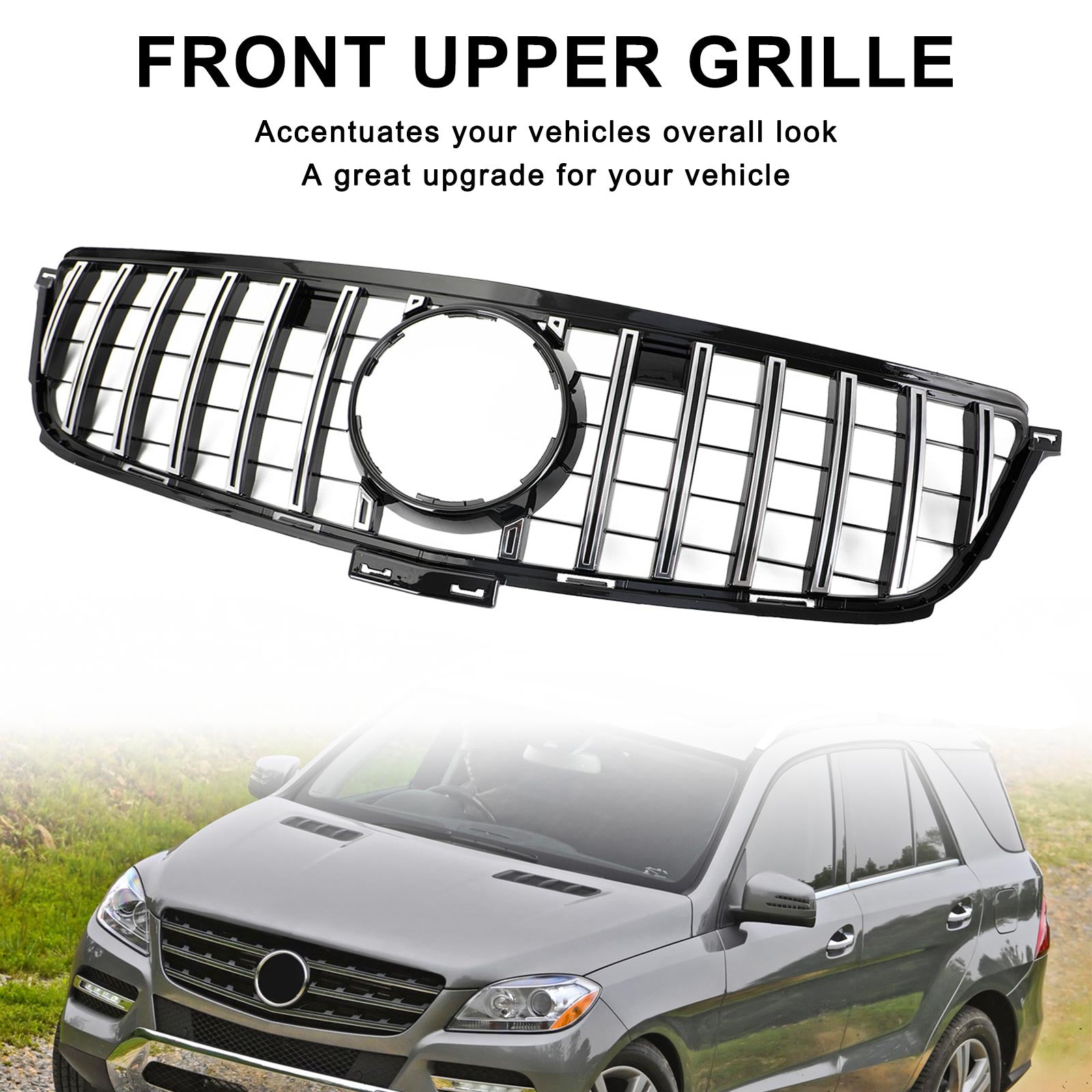 PALASER 2012-2015 Benz W166 Ml-class ML300 ML320 ML350 ML400 Gtr Style Chrome Black Front Grille Grill